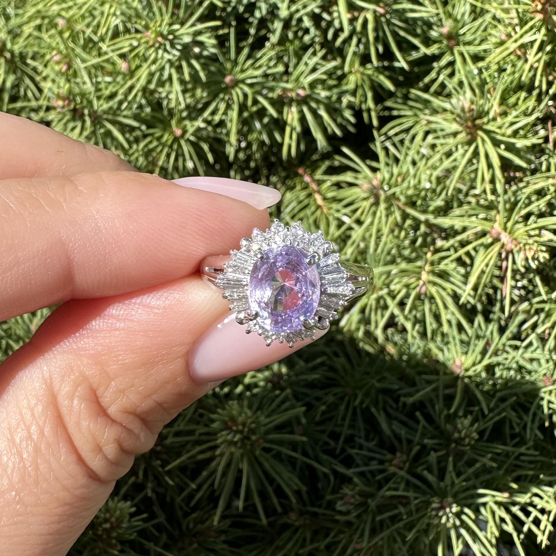 Anello in platino GIA con diamante zaffiro viola rosato di Ceylon senza calore da 3,07ctw in vendita 10