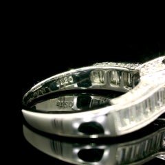 Platinum GIA 3.15ctw Dark Blue Cushion Spinel Baguette Diamond Sides Ring