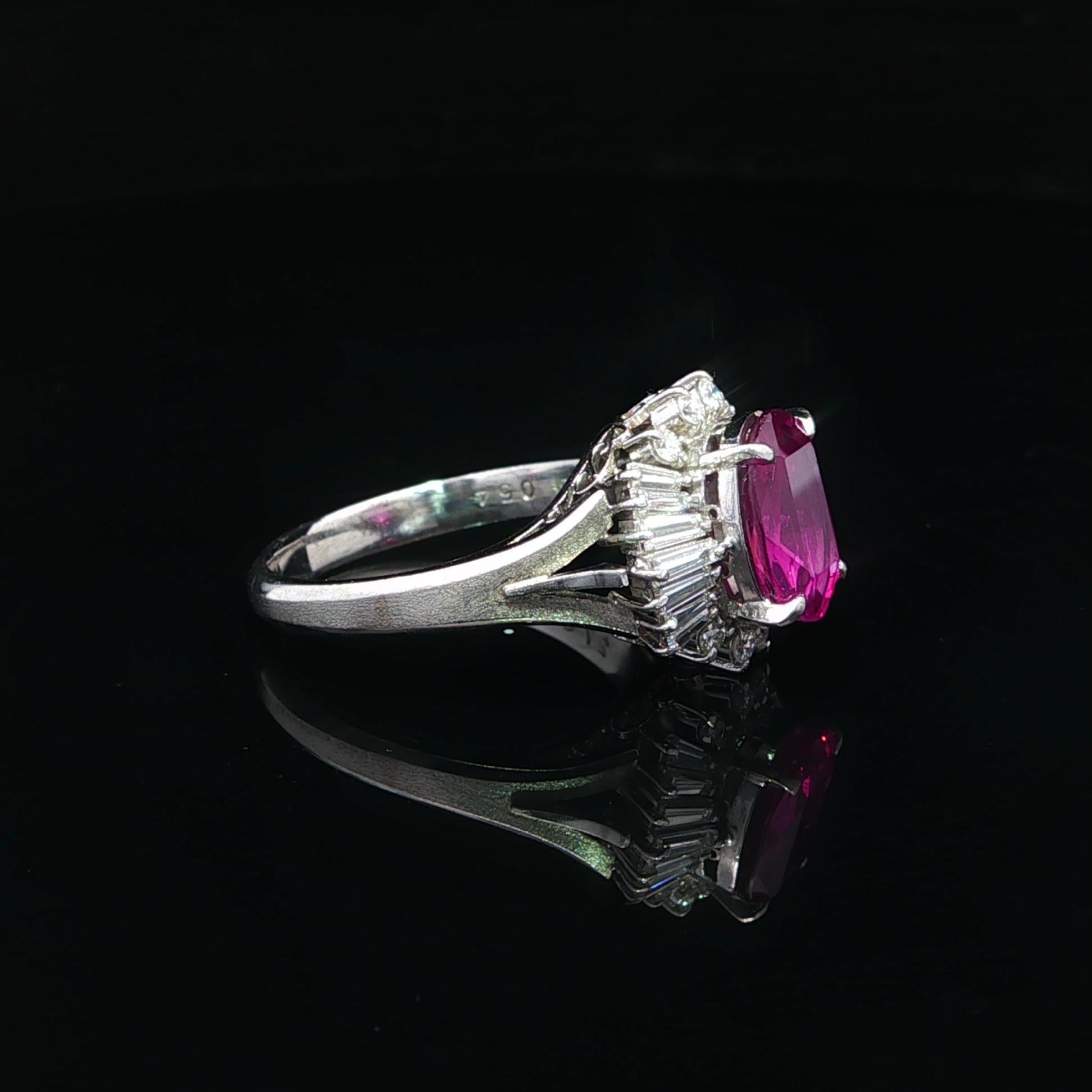 Platin GIA 3,32ctw Ceylon lebendige lila rosa Saphir Diamant Ballerina Ring im Angebot 5