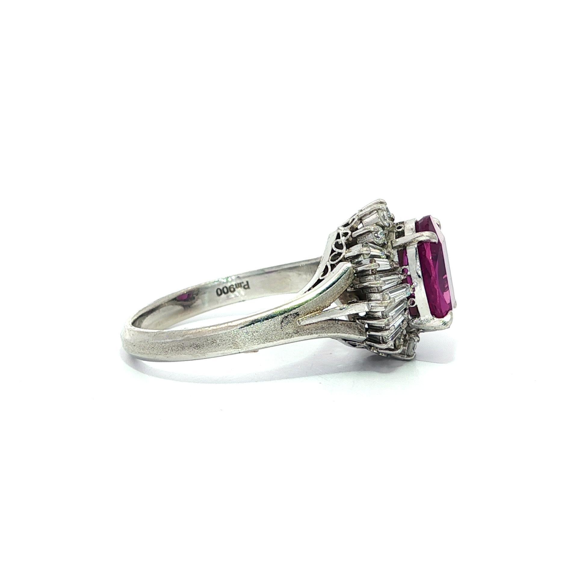 Platin GIA 3,32ctw Ceylon lebendige lila rosa Saphir Diamant Ballerina Ring im Angebot 12