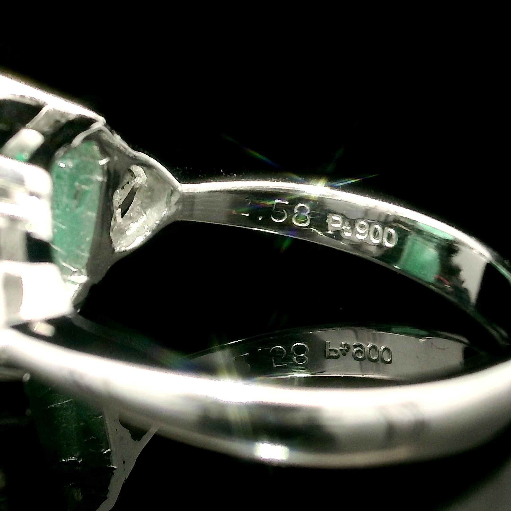 Trillion Cut Platinum GIA 3.32ctw Octagonal Colombian Emerald w/ Trillion Diamond Sides Ring