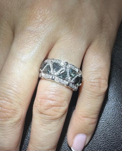 Platinum GIA 3.3ctw Color Change Blue To Purple Garnets & Diamond Band Ring