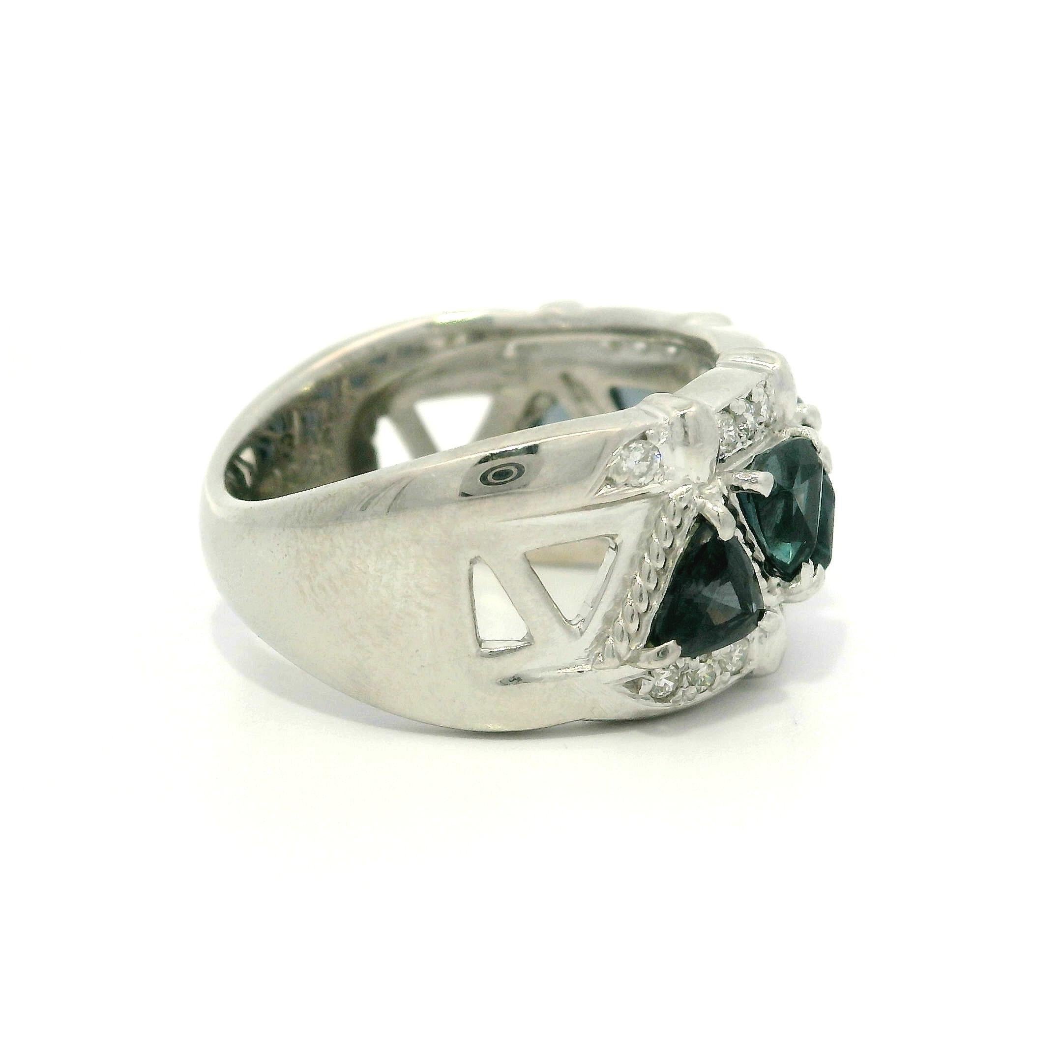 Platinum GIA 3.3ctw Color Change Blue To Purple Garnets & Diamond Band Ring For Sale 1