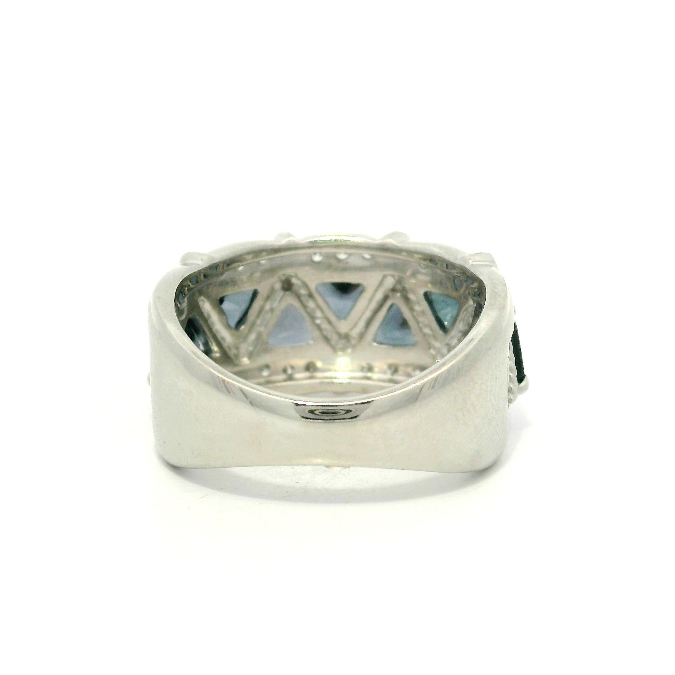 Platinum GIA 3.3ctw Color Change Blue To Purple Garnets & Diamond Band Ring For Sale 2
