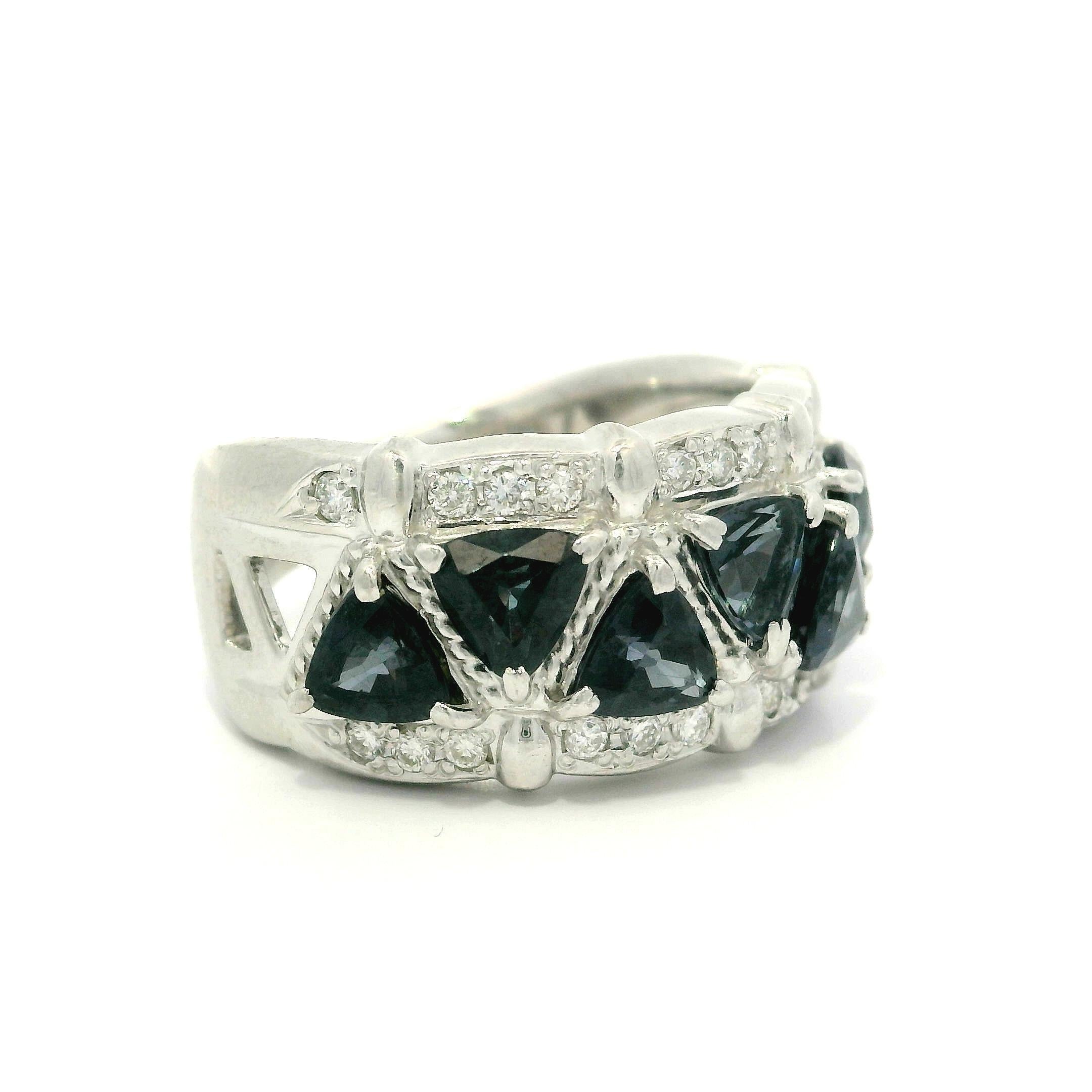 Platinum GIA 3.3ctw Color Change Blue To Purple Garnets & Diamond Band Ring For Sale 4