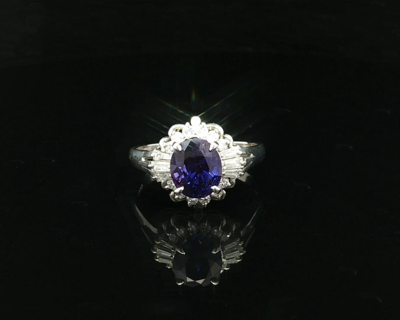 Platin GIA 3,42ctw keine Hitze Ceylon Farbwechsel Saphir w / Diamant Halo Ring im Angebot 11