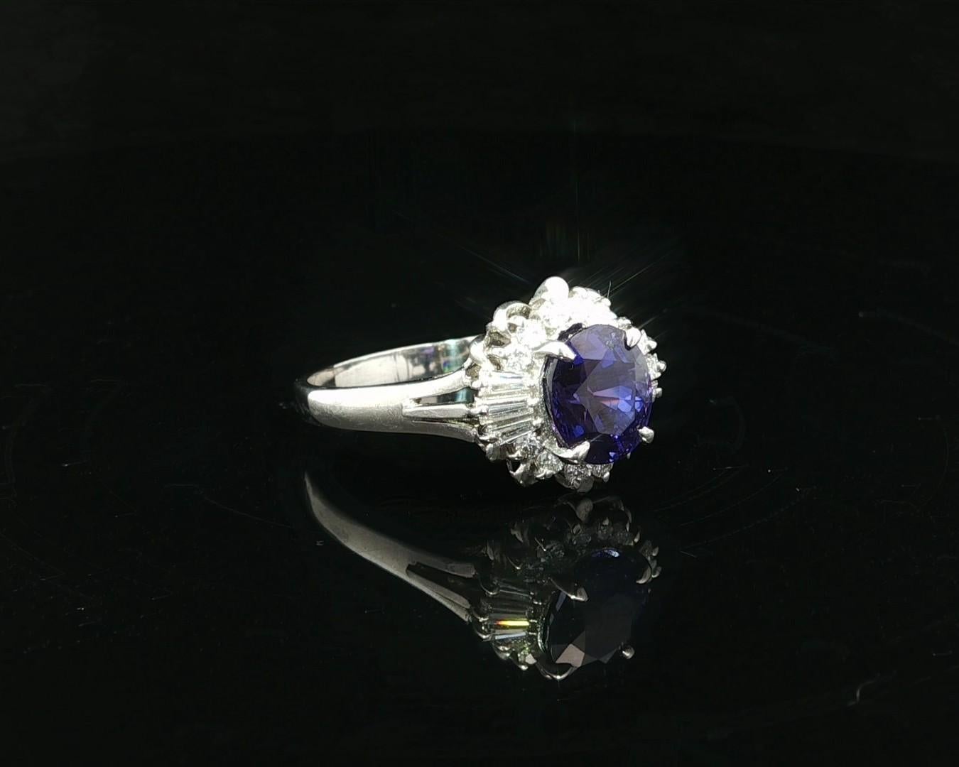 Platin GIA 3,42ctw keine Hitze Ceylon Farbwechsel Saphir w / Diamant Halo Ring im Angebot 12