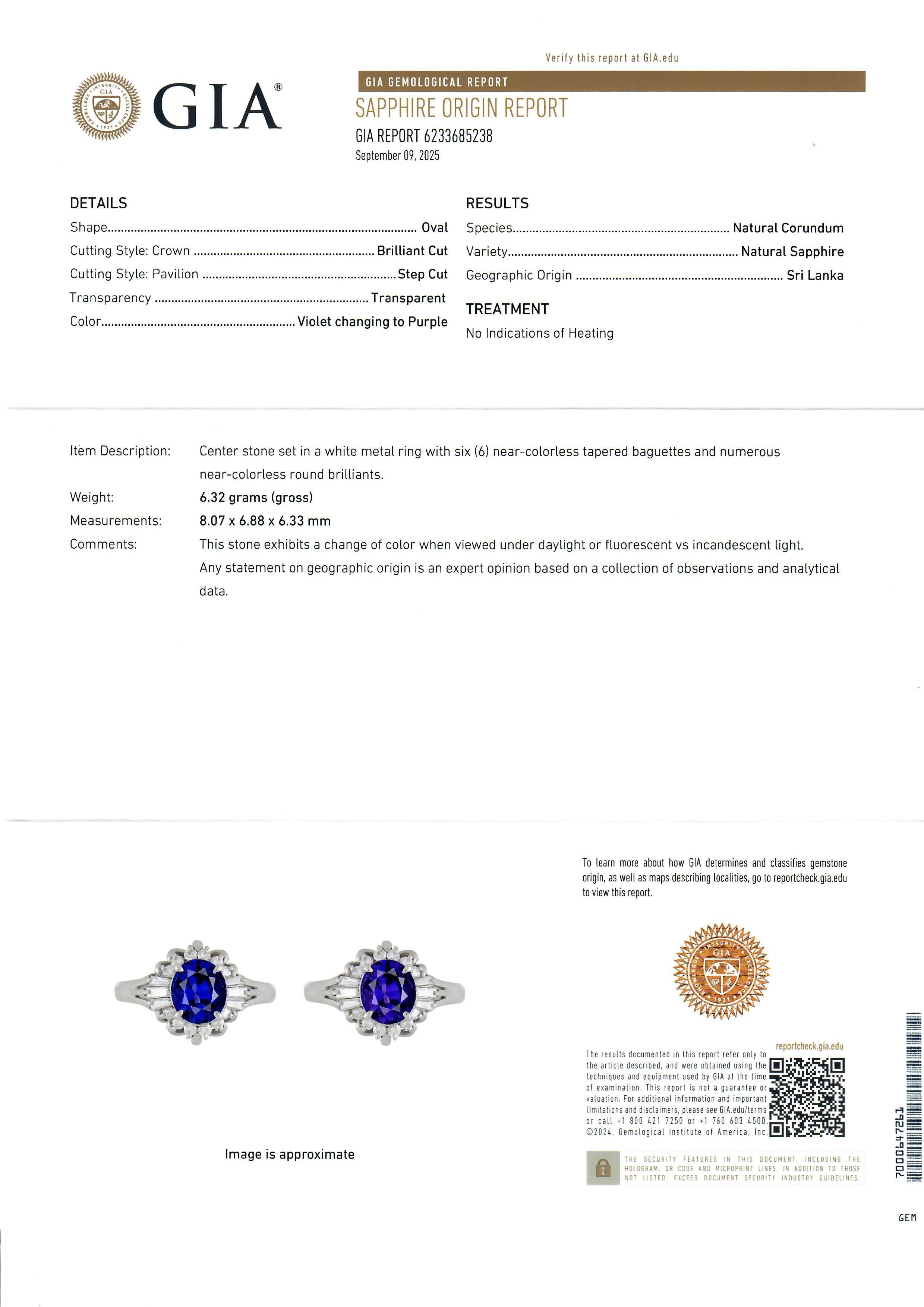 Platin GIA 3,42ctw keine Hitze Ceylon Farbwechsel Saphir w / Diamant Halo Ring im Angebot 14