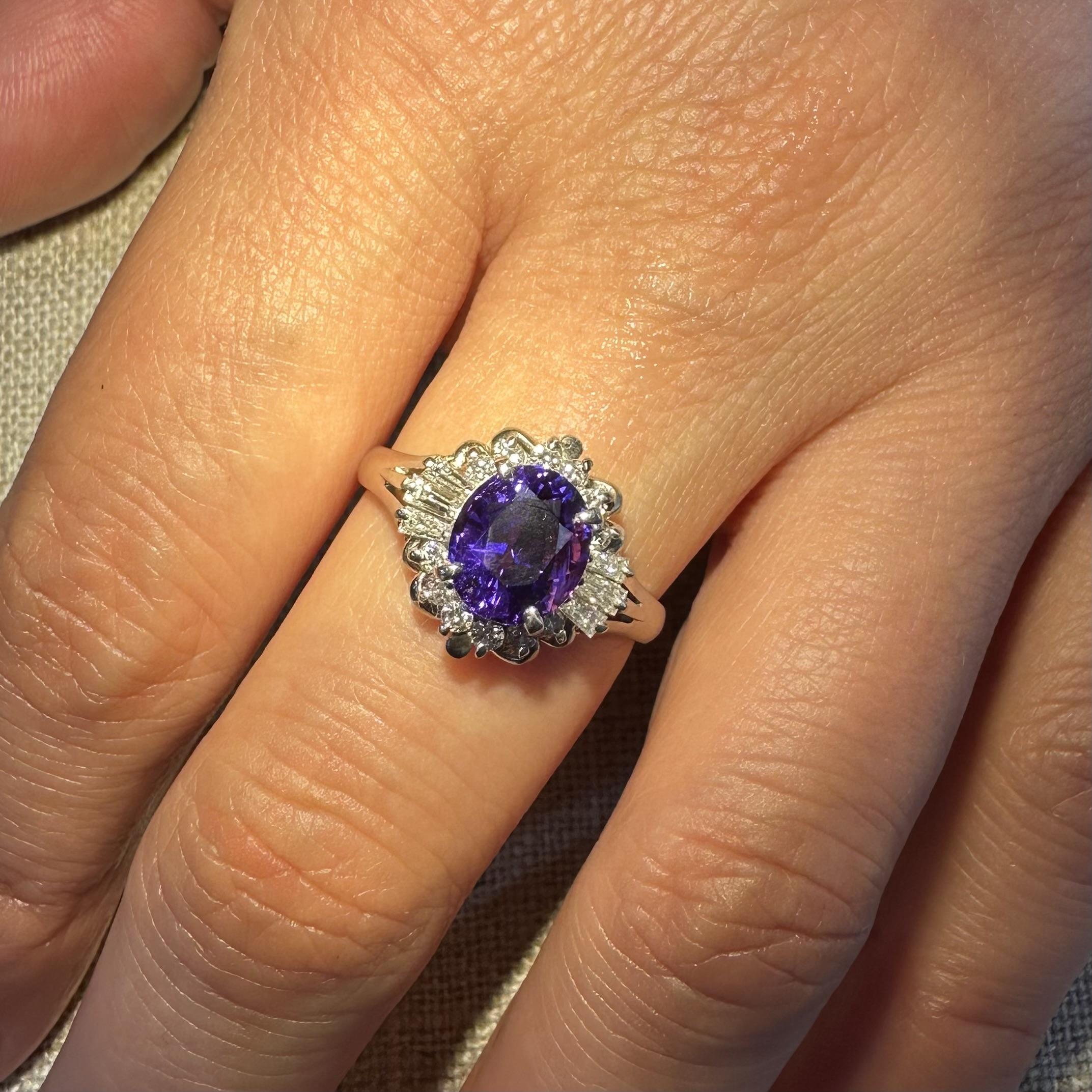 Platin GIA 3,42ctw keine Hitze Ceylon Farbwechsel Saphir w / Diamant Halo Ring im Angebot 2
