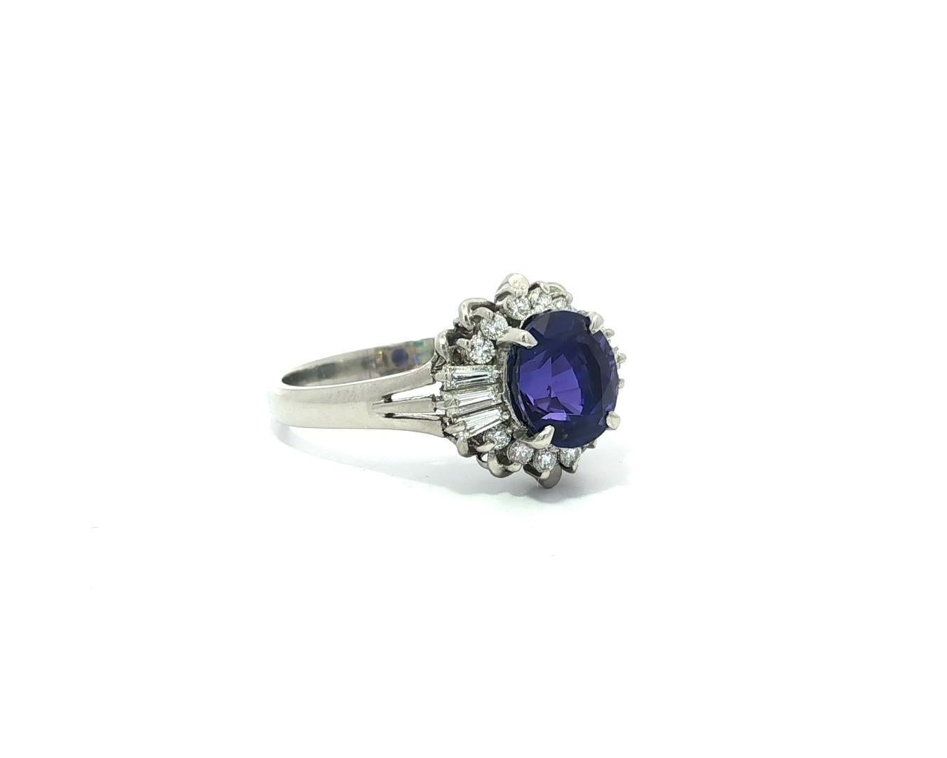 Platin GIA 3,42ctw keine Hitze Ceylon Farbwechsel Saphir w / Diamant Halo Ring im Angebot 4