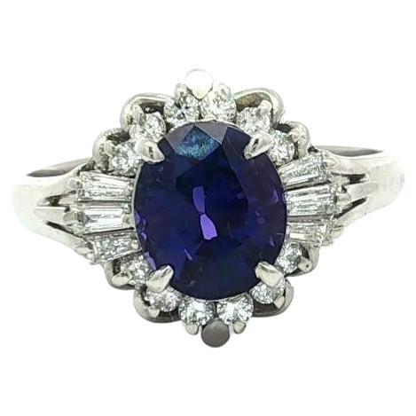 Platin GIA 3,42ctw keine Hitze Ceylon Farbwechsel Saphir w / Diamant Halo Ring im Angebot