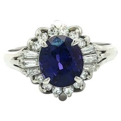 Platin GIA 3,42ctw keine Hitze Ceylon Farbwechsel Saphir w / Diamant Halo Ring