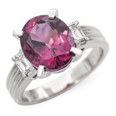 Platinum GIA 3.82ct Tajikistan Purple-Pink Spinel No Heat and Diamond Ring