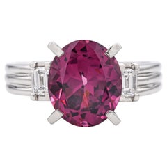 Platinum GIA 3.82ct Tajikistan Purple-Pink Spinel No Heat and Diamond Ring