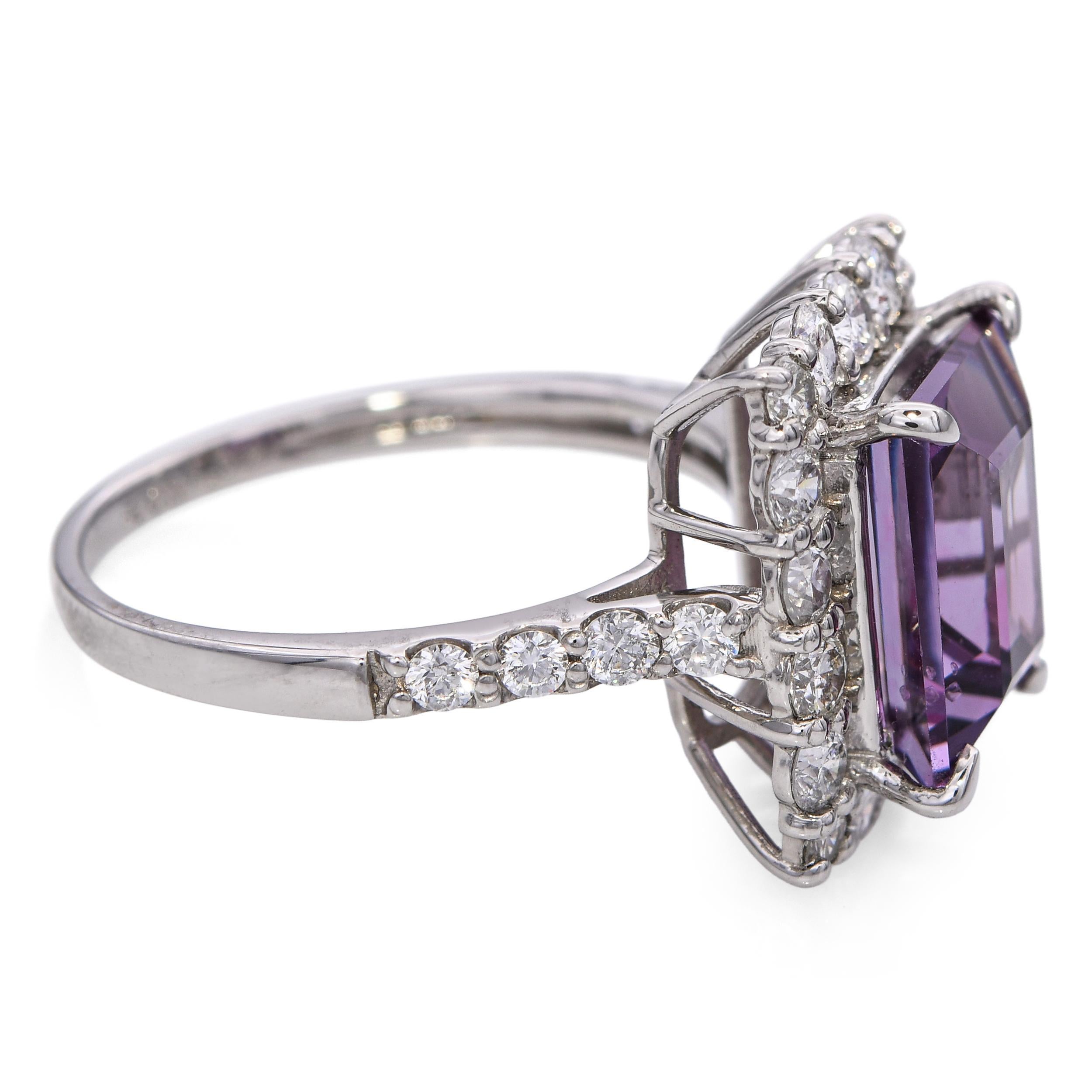 Platin GIA 4,03ct keine Hitze lila Spinell 1,02tcw Diamond Statement Ring im Angebot 1