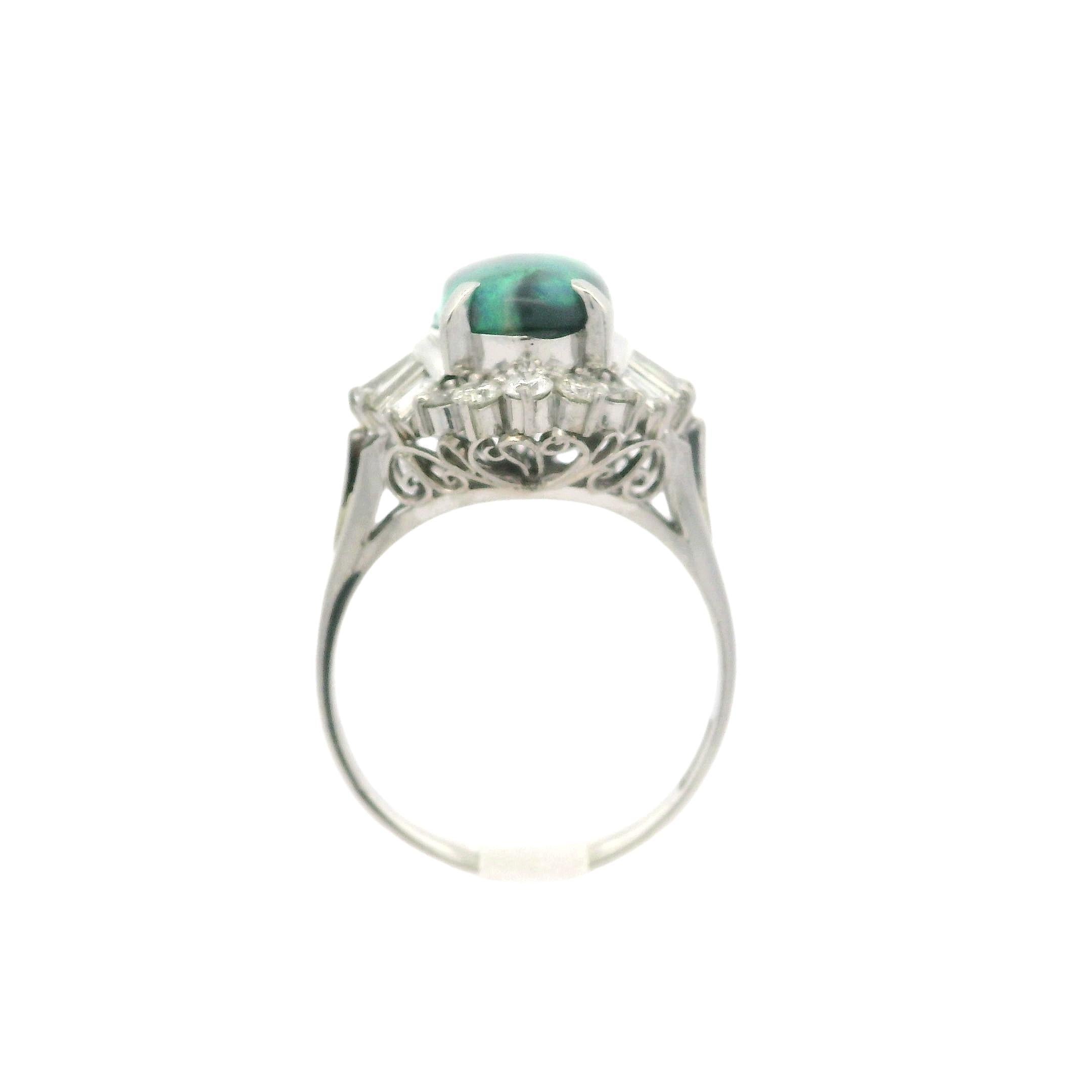 Anillo de Cóctel de Platino GIA 4,04ctw Ópalo Negro Ovalado Alargado y Diamante Bailarina en venta 5