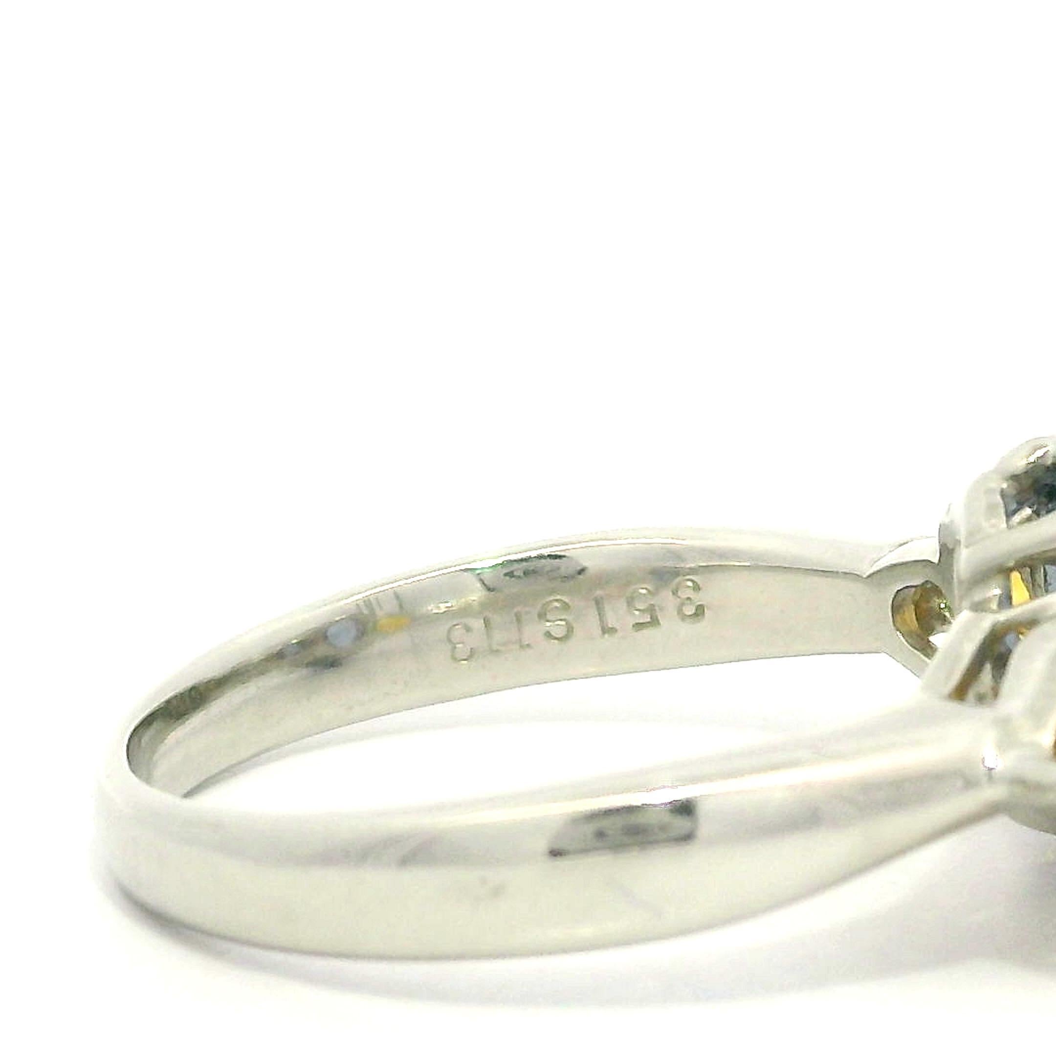 Platin GIA 4,64ctw Kornblumenblau Saphir Birne Gelb Saphir Seiten Ring im Angebot 3