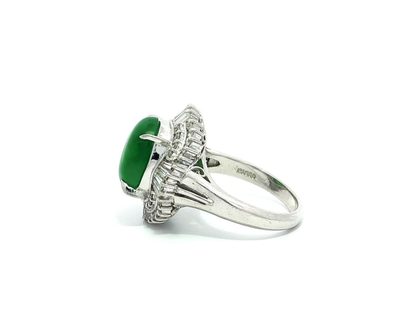 Bague Ballerine en platine GIA 4.83ctw Happy Green Burma A Jade w/ Diamond Halo en vente 2