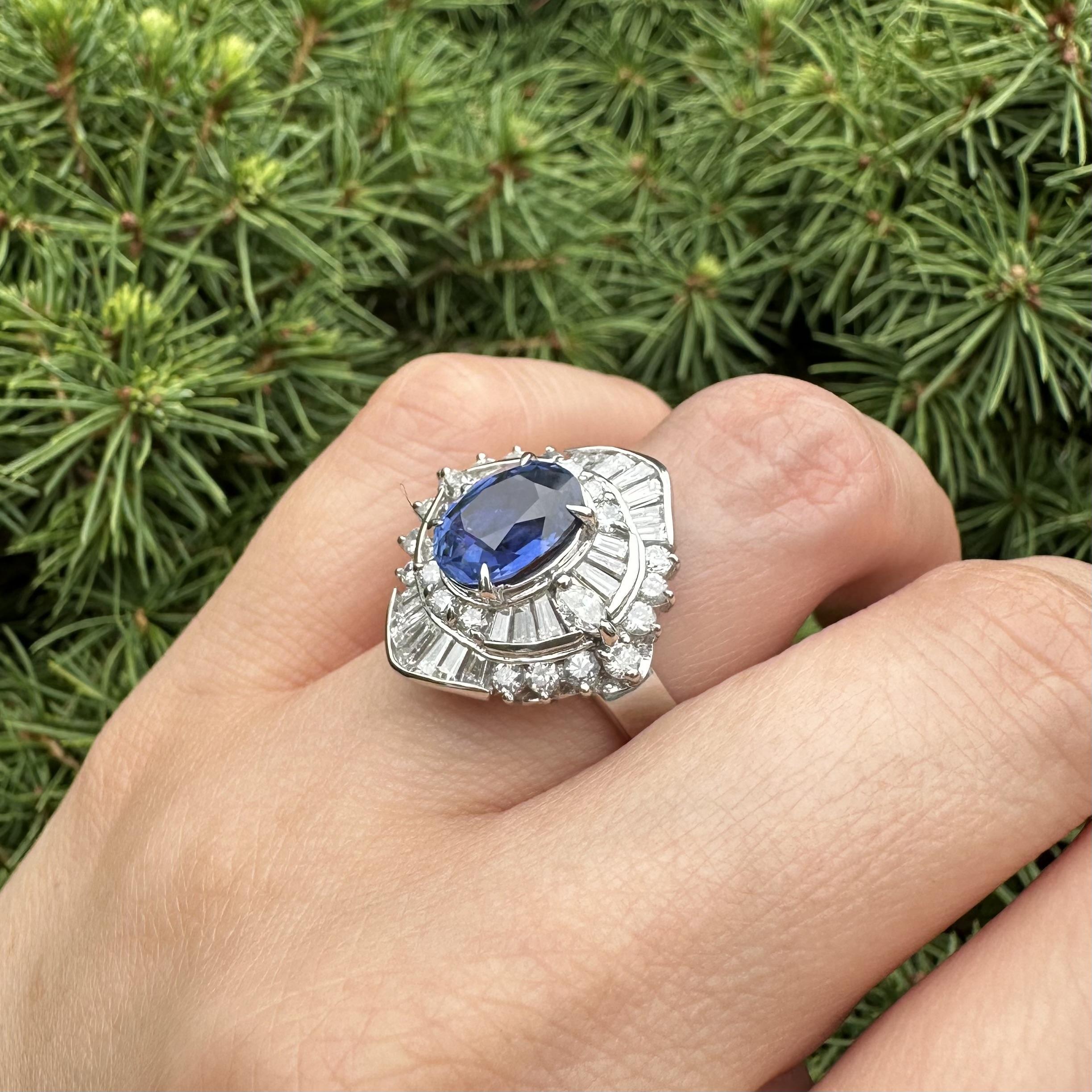 Platin GIA 5,27ct Farbwechsel Ceylon Saphir Diamant Platter Ballerina Ring im Angebot 11