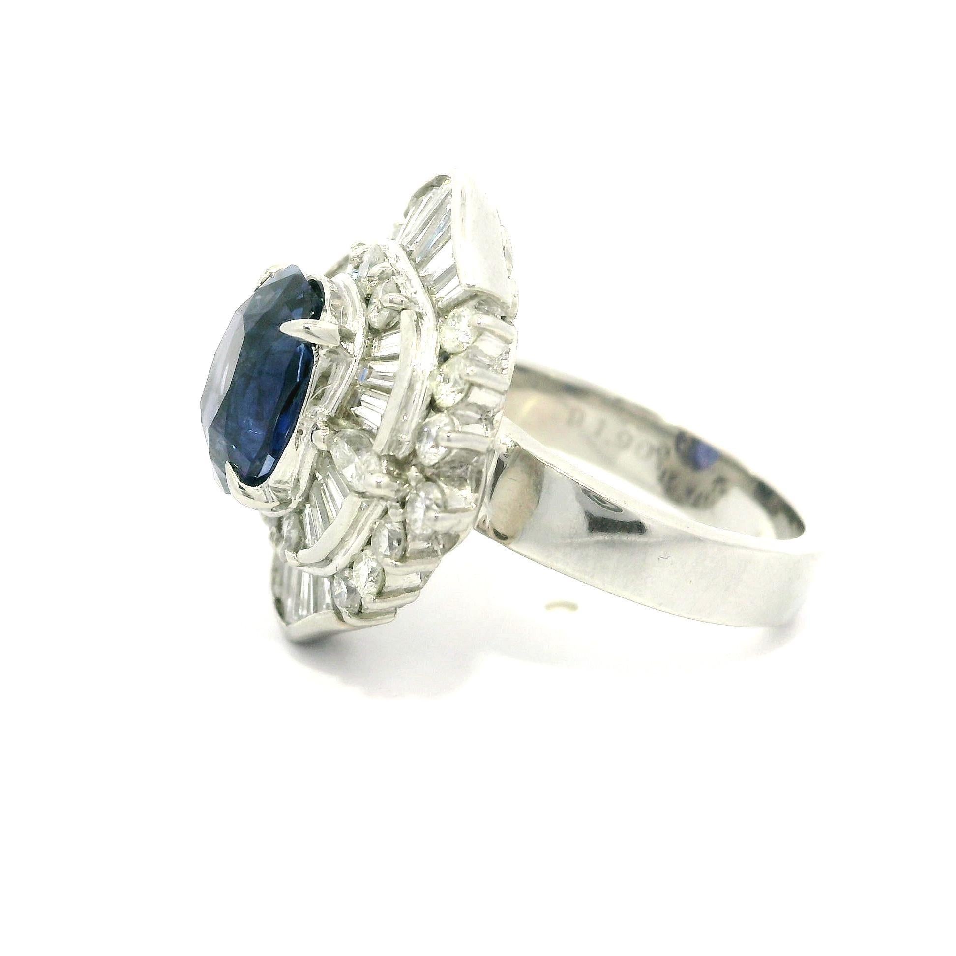 Platin GIA 5,27ct Farbwechsel Ceylon Saphir Diamant Platter Ballerina Ring im Zustand „Hervorragend“ im Angebot in Montclair, NJ