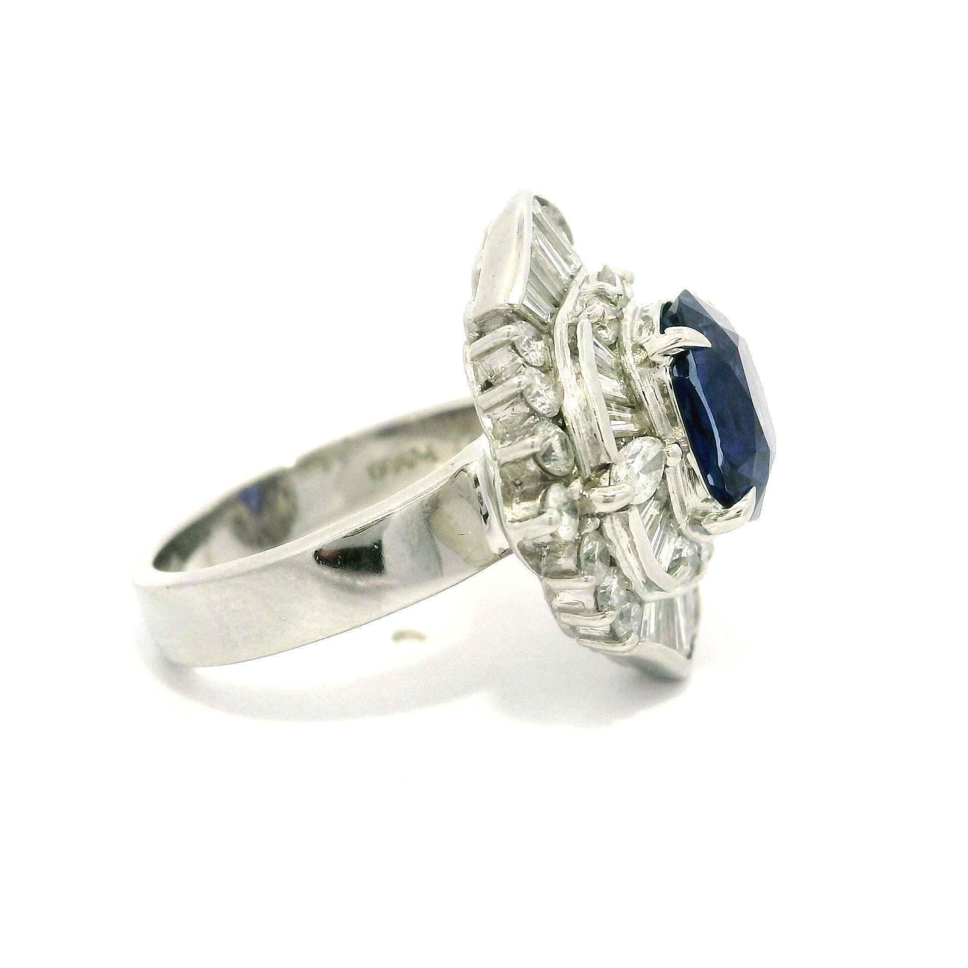 Platin GIA 5,27ct Farbwechsel Ceylon Saphir Diamant Platter Ballerina Ring im Angebot 2