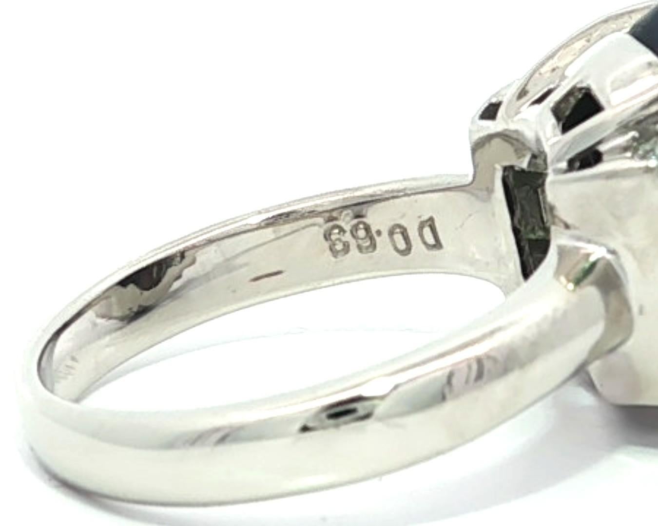 Platin GIA 5,48ctw Bright Blue Black Opal w / Baguette Diamant Schultern Ring Damen im Angebot
