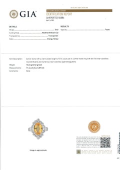 Platinum GIA 5.51ctw Oval Orangy Yellow Imperial Topaz & Diamond Ring