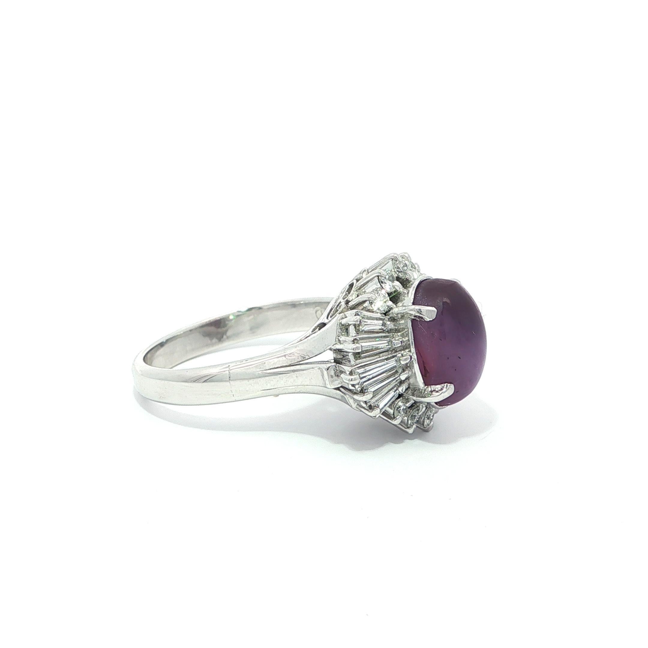 Bague en platine GIA 5.71ctw Ceylon No Heat Purple Sharp Star Sapphire & Diamond en vente 5