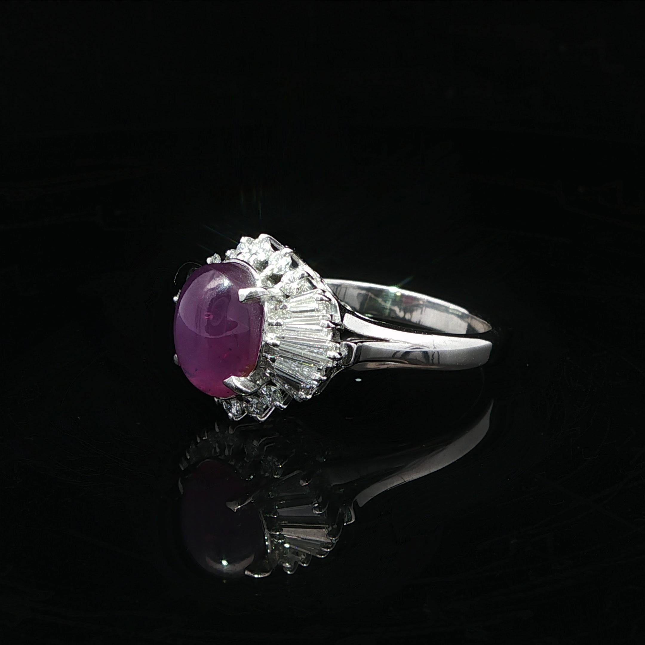 Bague en platine GIA 5.71ctw Ceylon No Heat Purple Sharp Star Sapphire & Diamond en vente 7