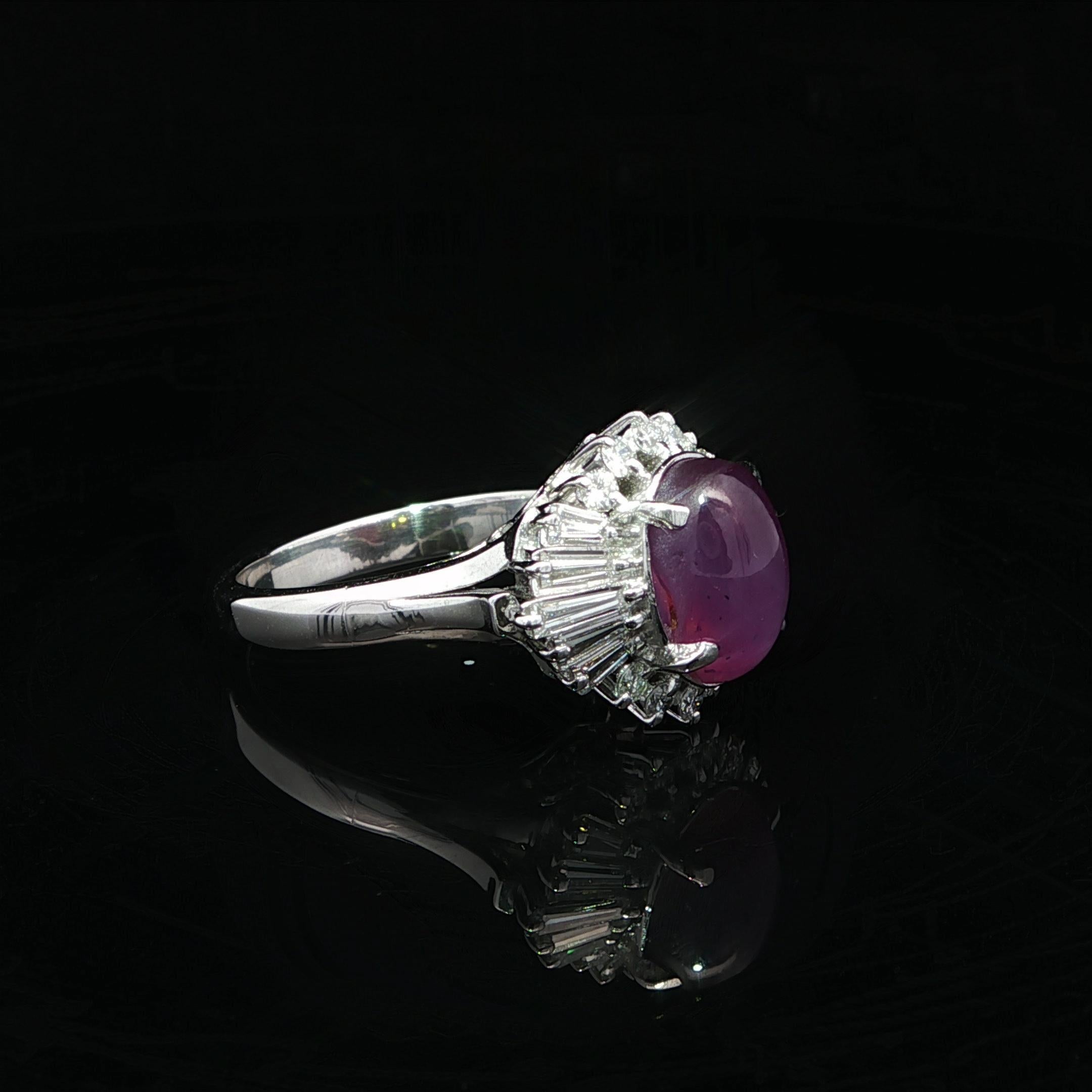 Bague en platine GIA 5.71ctw Ceylon No Heat Purple Sharp Star Sapphire & Diamond en vente 8