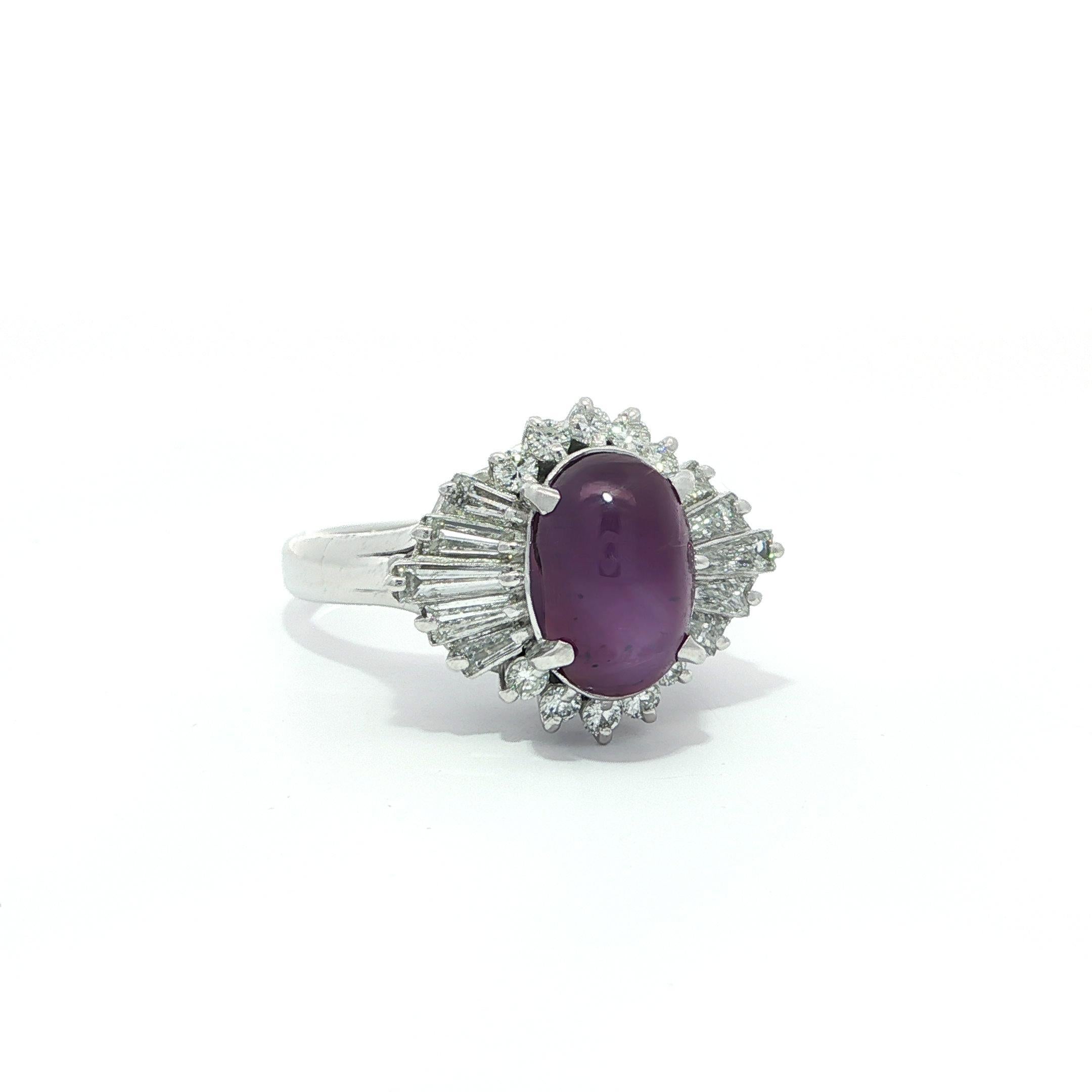 Bague en platine GIA 5.71ctw Ceylon No Heat Purple Sharp Star Sapphire & Diamond Excellent état - En vente à Montclair, NJ