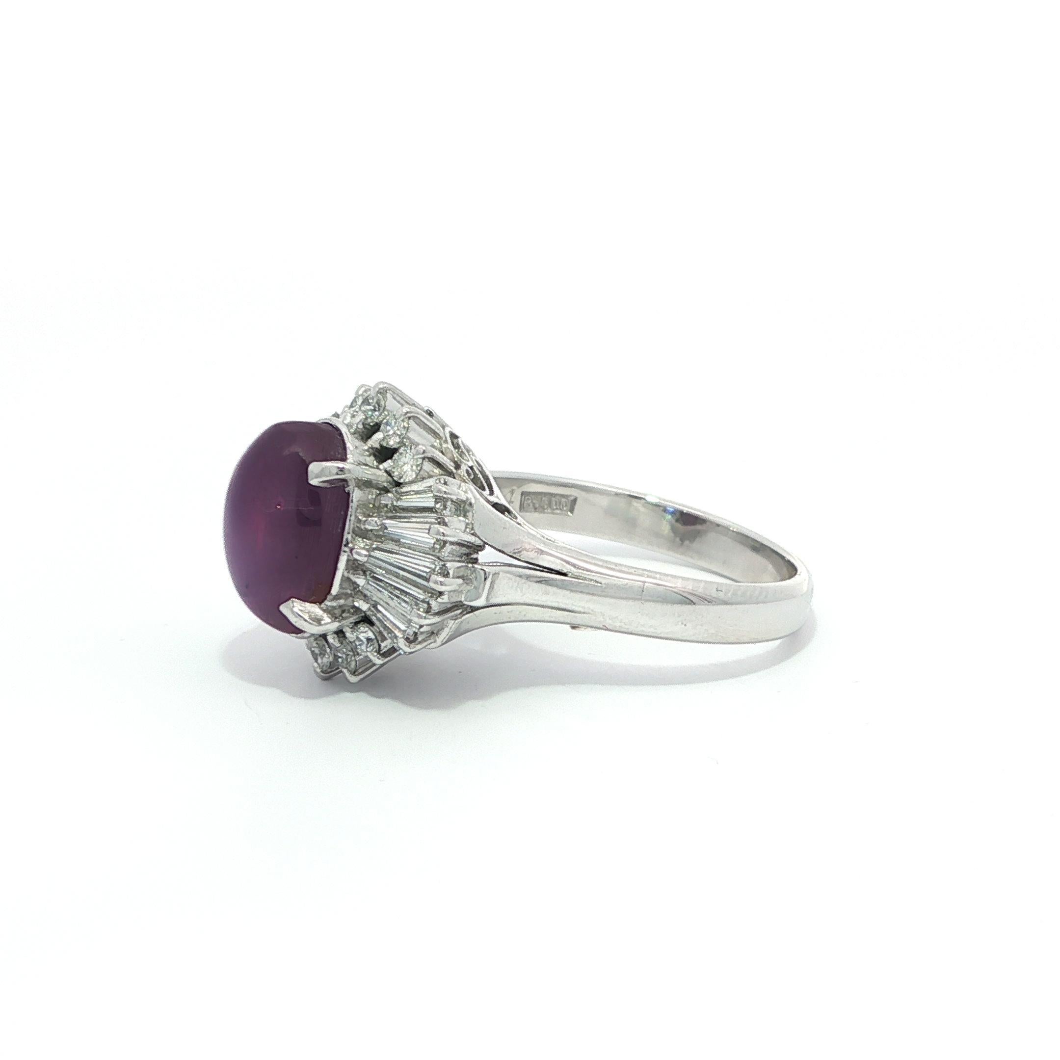 Bague en platine GIA 5.71ctw Ceylon No Heat Purple Sharp Star Sapphire & Diamond en vente 1