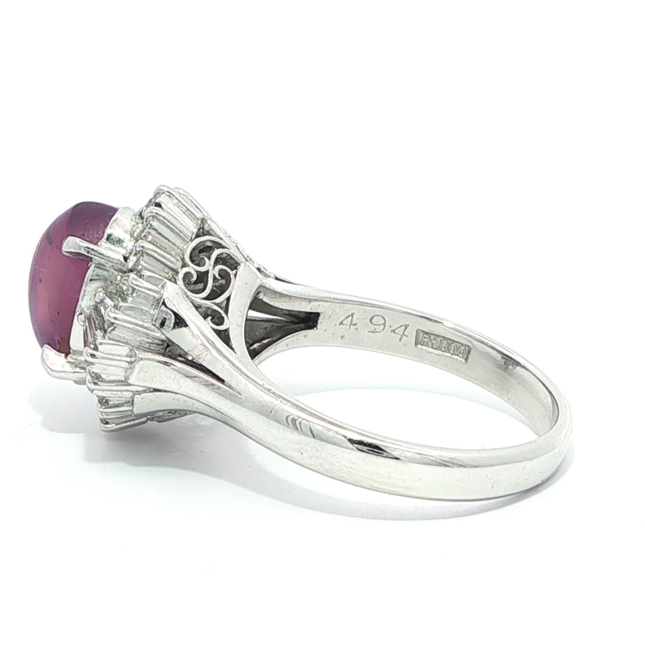 Bague en platine GIA 5.71ctw Ceylon No Heat Purple Sharp Star Sapphire & Diamond en vente 2