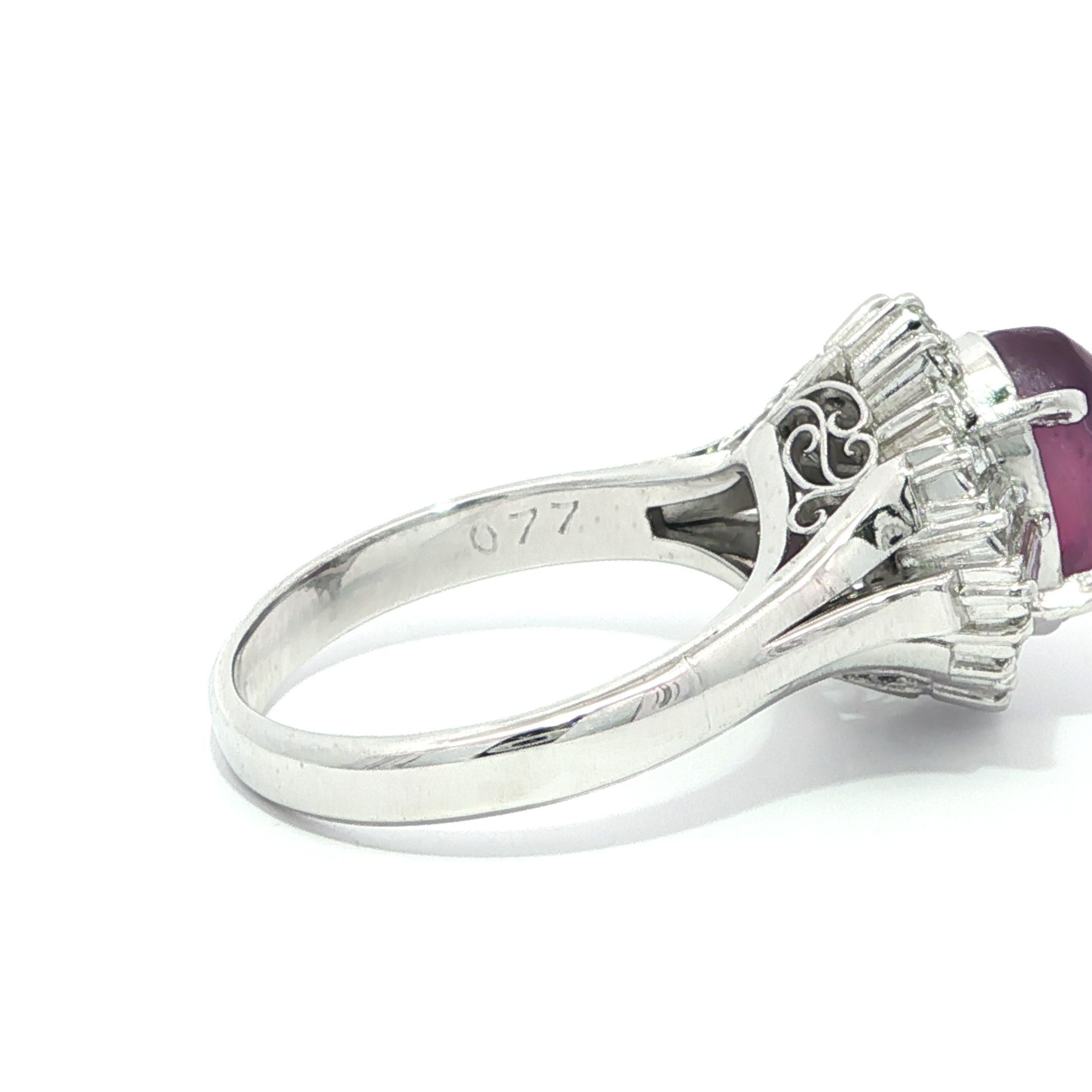 Bague en platine GIA 5.71ctw Ceylon No Heat Purple Sharp Star Sapphire & Diamond en vente 4