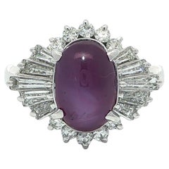Platinum GIA 5.71ctw Ceylon No Heat Purple Sharp Star Sapphire & Diamond Ring