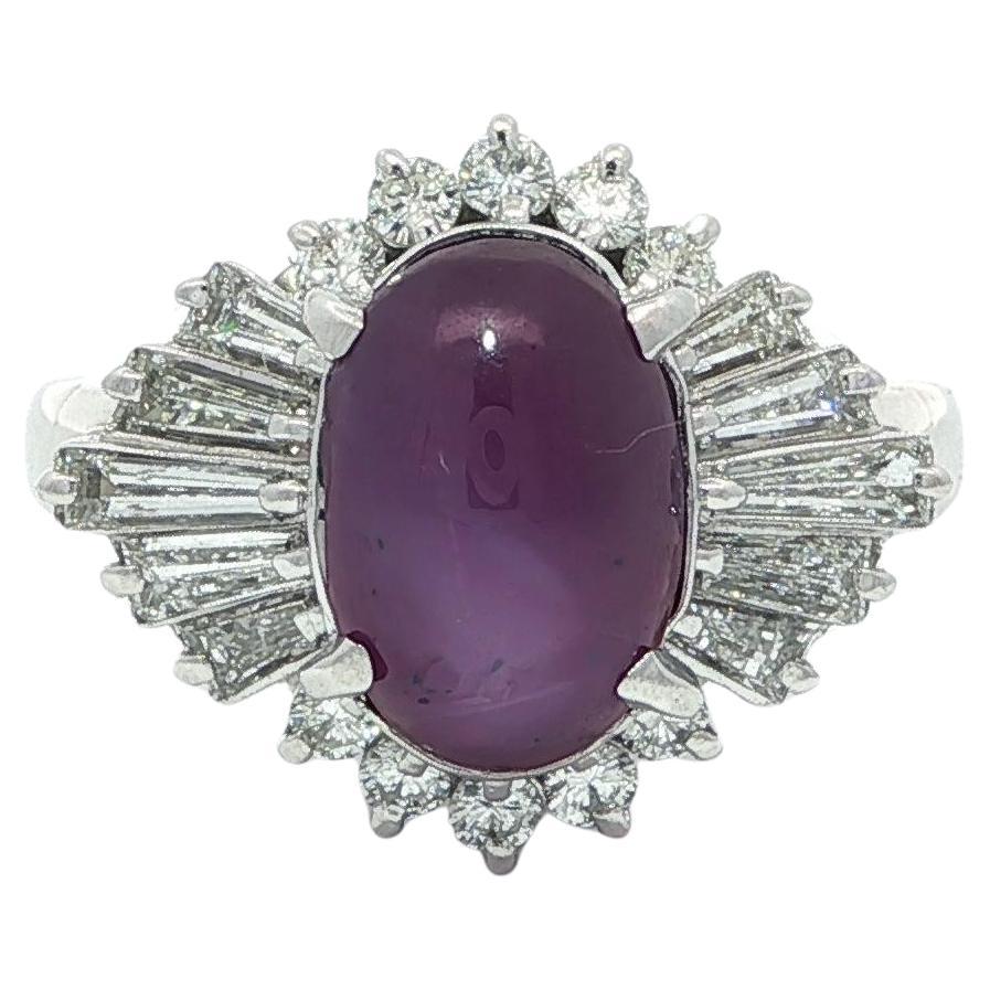 Bague en platine GIA 5.71ctw Ceylon No Heat Purple Sharp Star Sapphire & Diamond