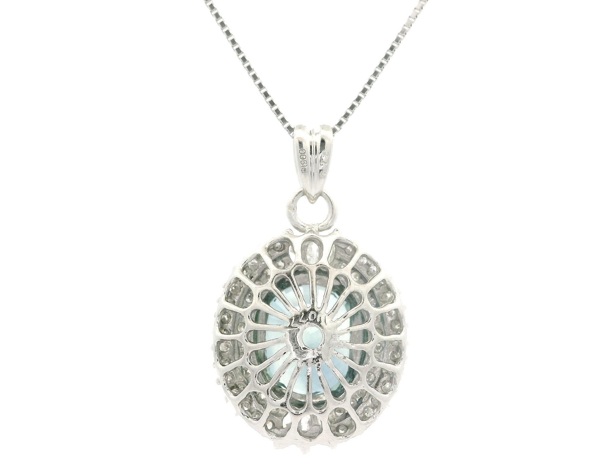 Platinum GIA 5.89ct Large Oval Sapphire w/ Dual Halo Diamond Pendant Necklace For Sale 2