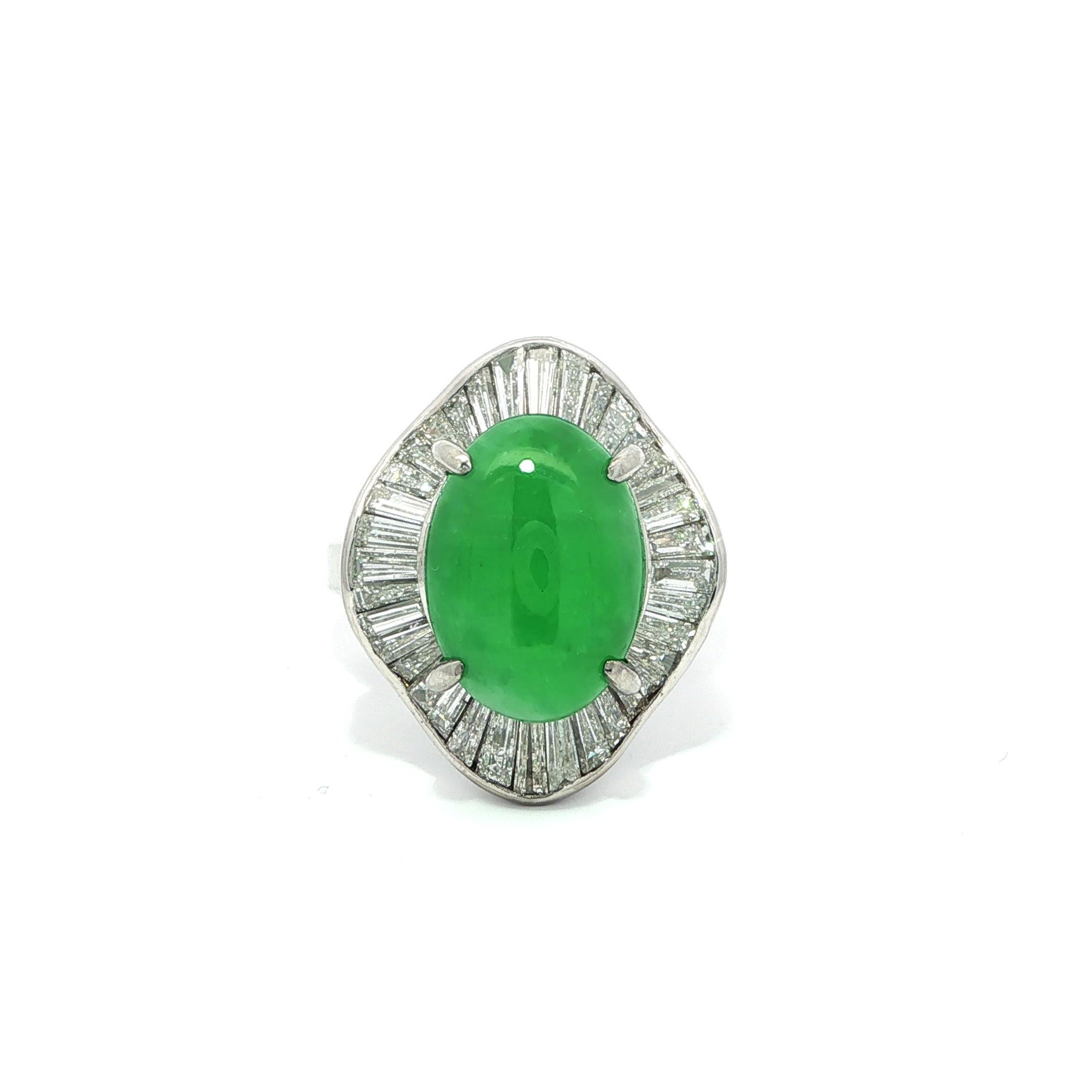 --Pietre: --
(1) Giada naturale autentica - 100% giada naturale A - doppio taglio ovale cabochon - incastonato - colore verde mela - Birmania - 12,84 x 9,21 x 4,90 mm - 4,87ct (esatto)
** Vedere i dettagli della certificazione qui sotto per