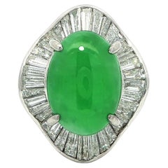 Platino GIA 6,26ctw Burma Apple Green A Giada con diamante Anello Ballerina Ondulato