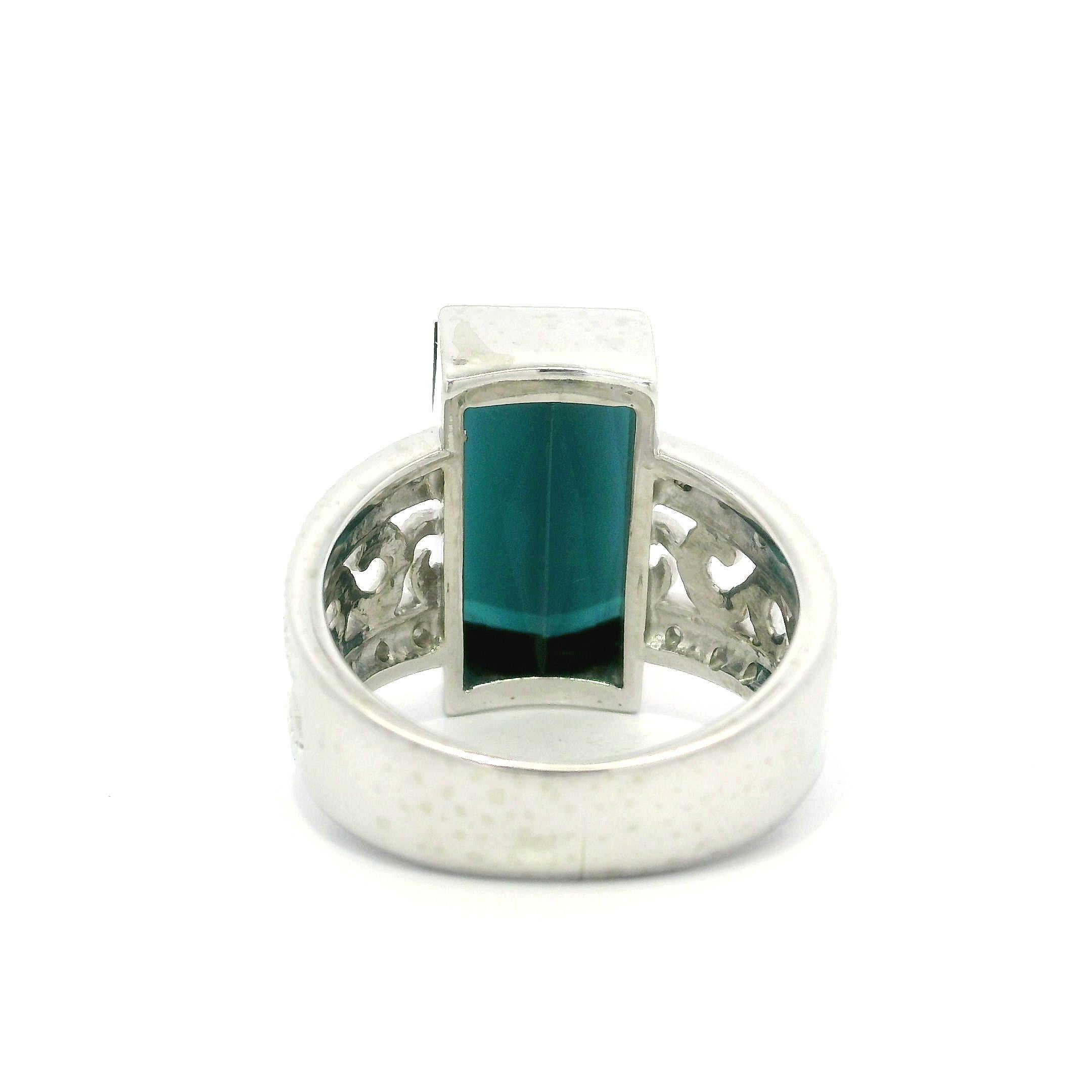 Platin GIA 6,46ctw seltene Indicolite Blue Turmalin & Diamant offene Seiten Ring im Zustand „Hervorragend“ im Angebot in Montclair, NJ