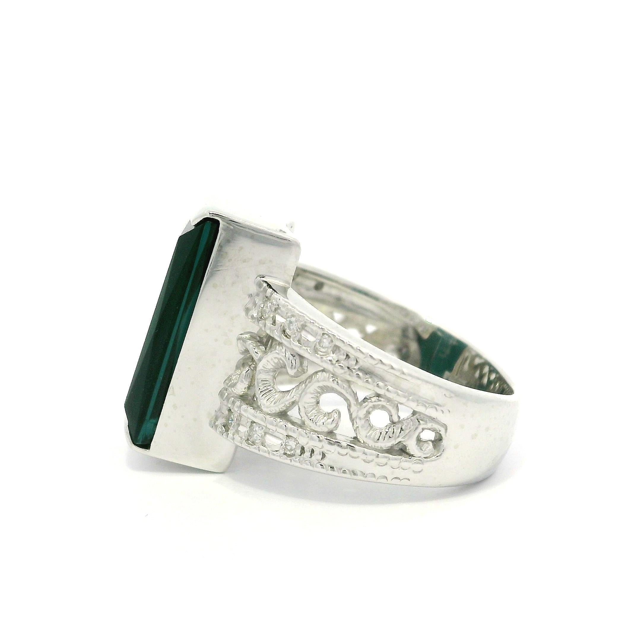 Platin GIA 6,46ctw seltene Indicolite Blue Turmalin & Diamant offene Seiten Ring Damen im Angebot