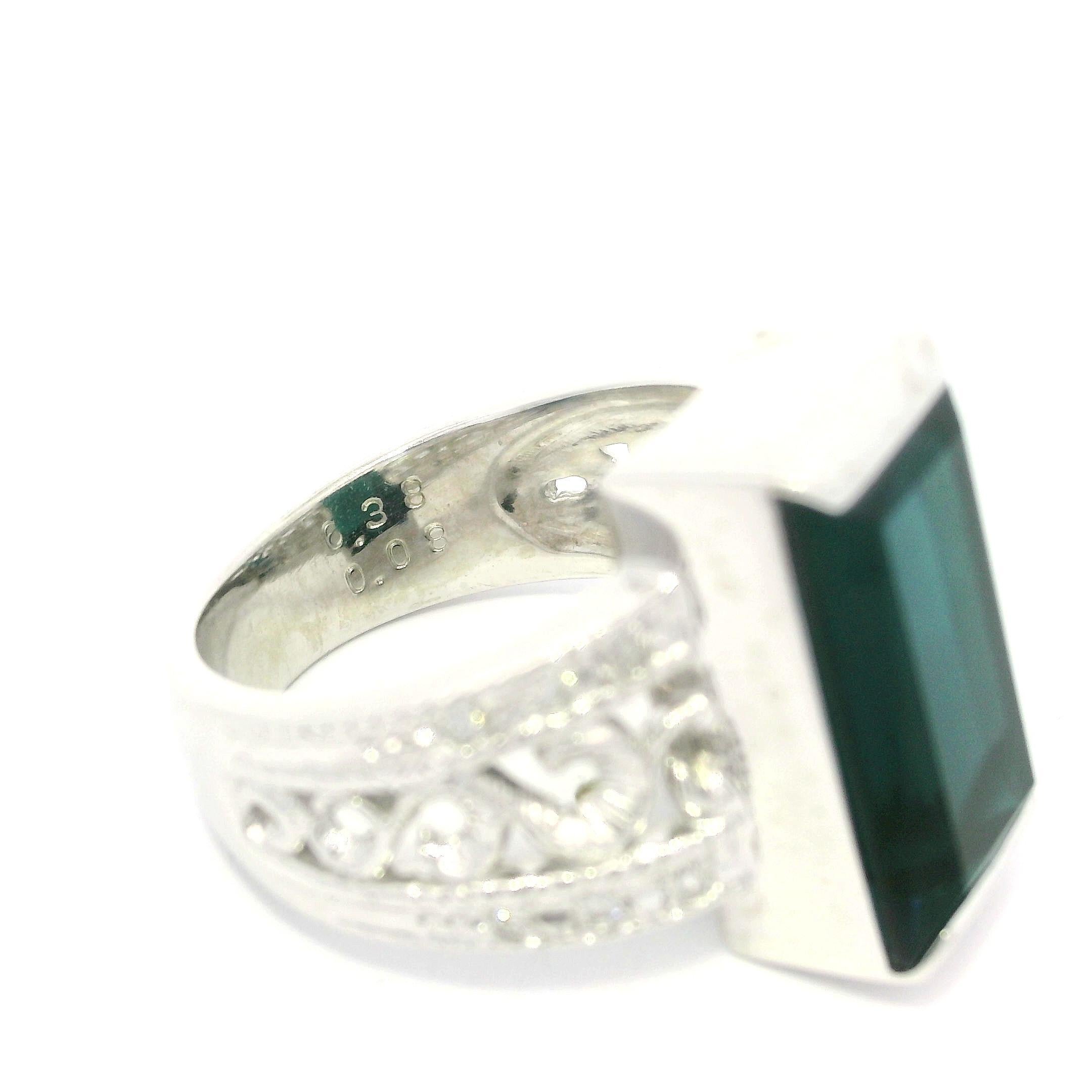 Platin GIA 6,46ctw seltene Indicolite Blue Turmalin & Diamant offene Seiten Ring im Angebot 2