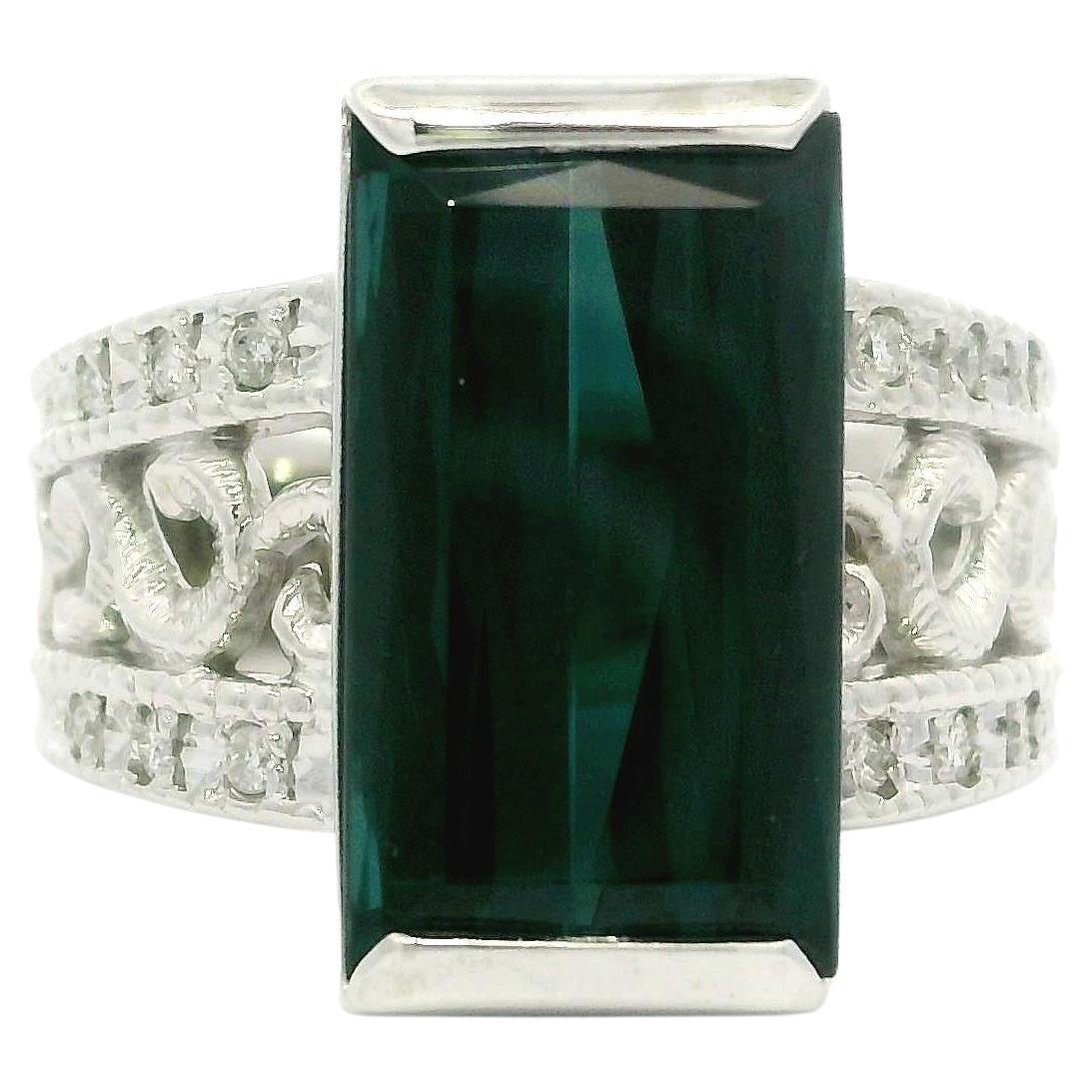 Platin GIA 6,46ctw seltene Indicolite Blue Turmalin
Diamant offene Seiten Ring