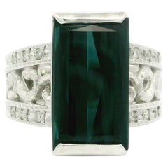 Platin GIA 6,46ctw seltene Indicolite Blue Turmalin
Diamant offene Seiten Ring