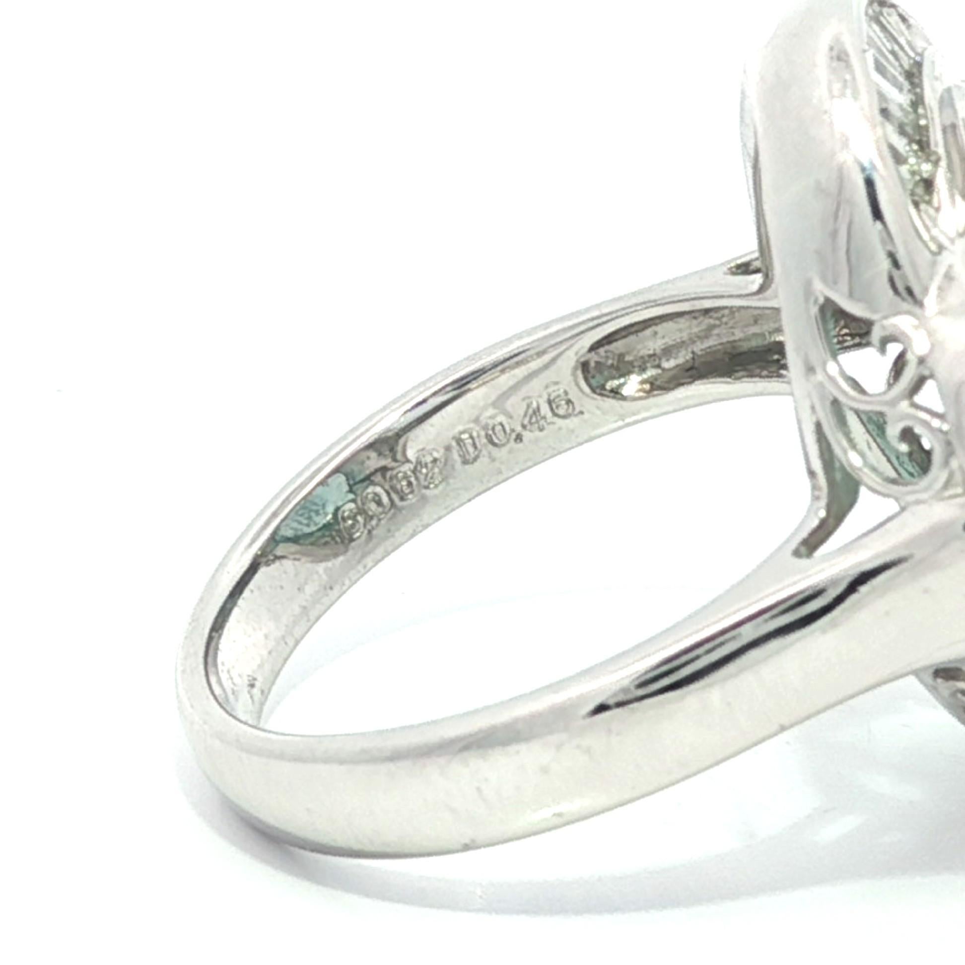 Platino GIA 6.52ctw Oval Aguamarina Azul Verdoso Baguette Anillo Flor Diamante en venta 7