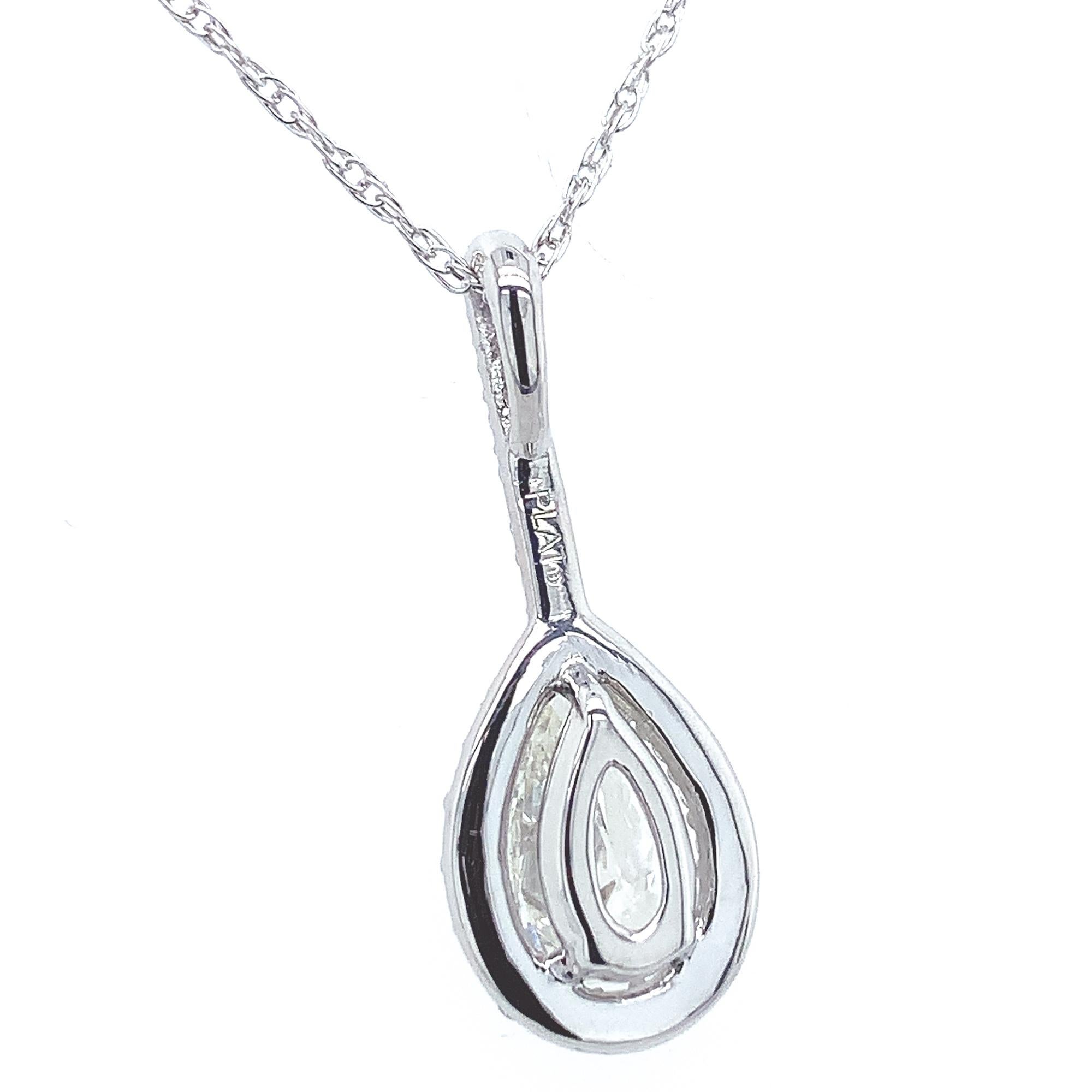 Platinum GIA .65ct Pear Cut Diamond Pendant In New Condition For Sale In Big Bend, WI