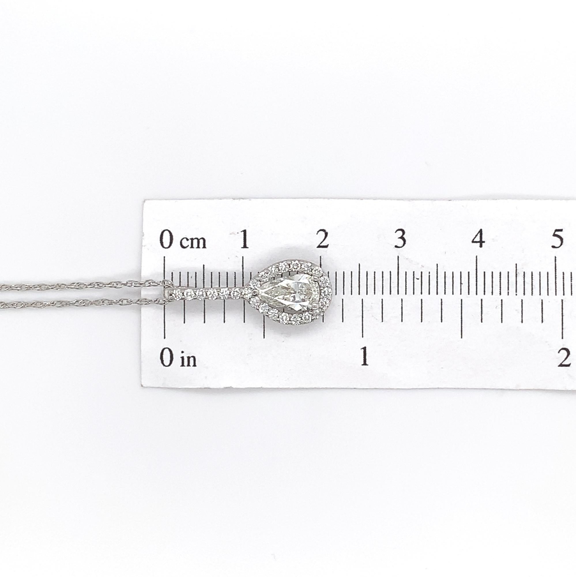 Women's Platinum GIA .65ct Pear Cut Diamond Pendant For Sale