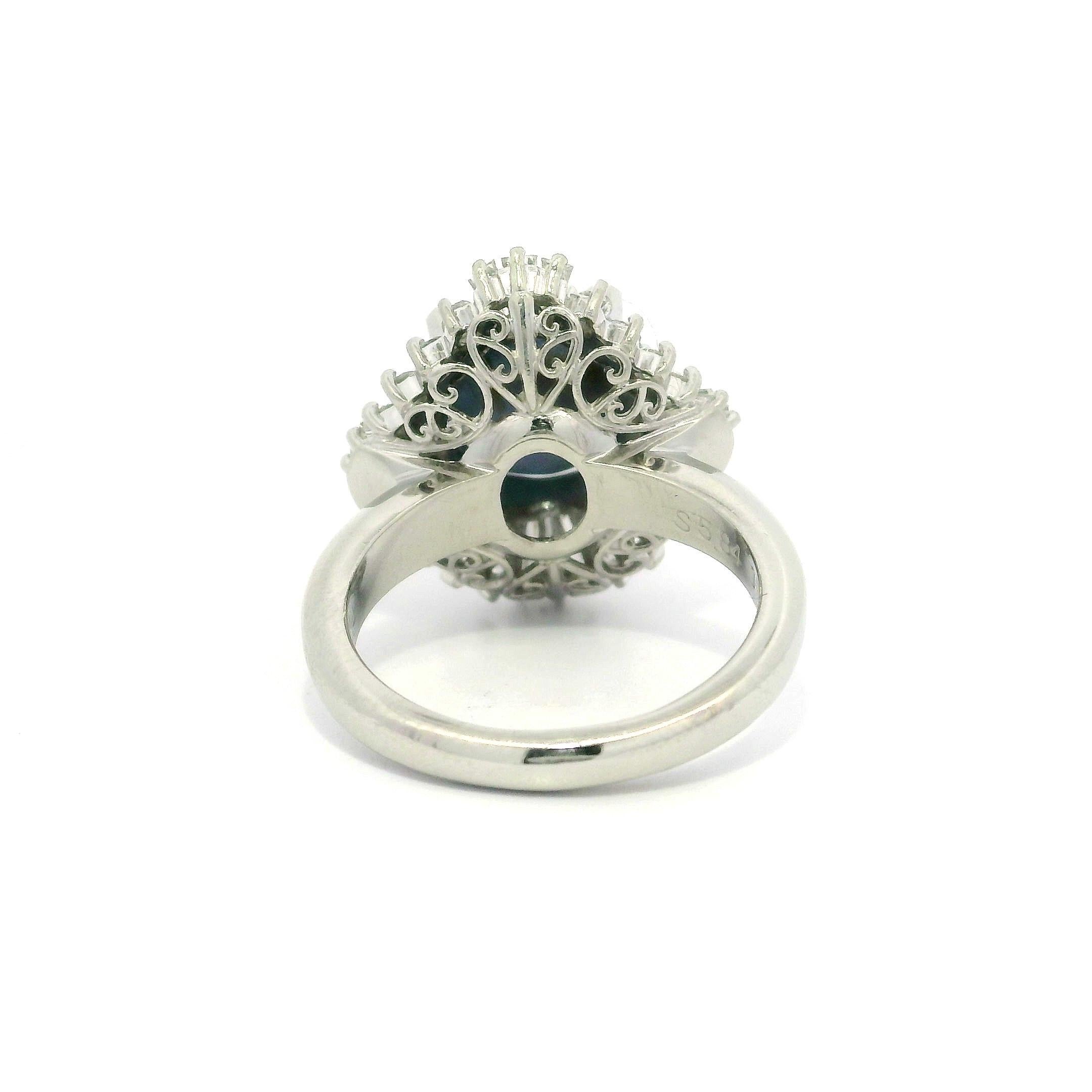 Anillo de platino GIA 6,94 ct Zafiro estrella de Birmania sin calor Diamante Bailarina Cóctel en venta 5