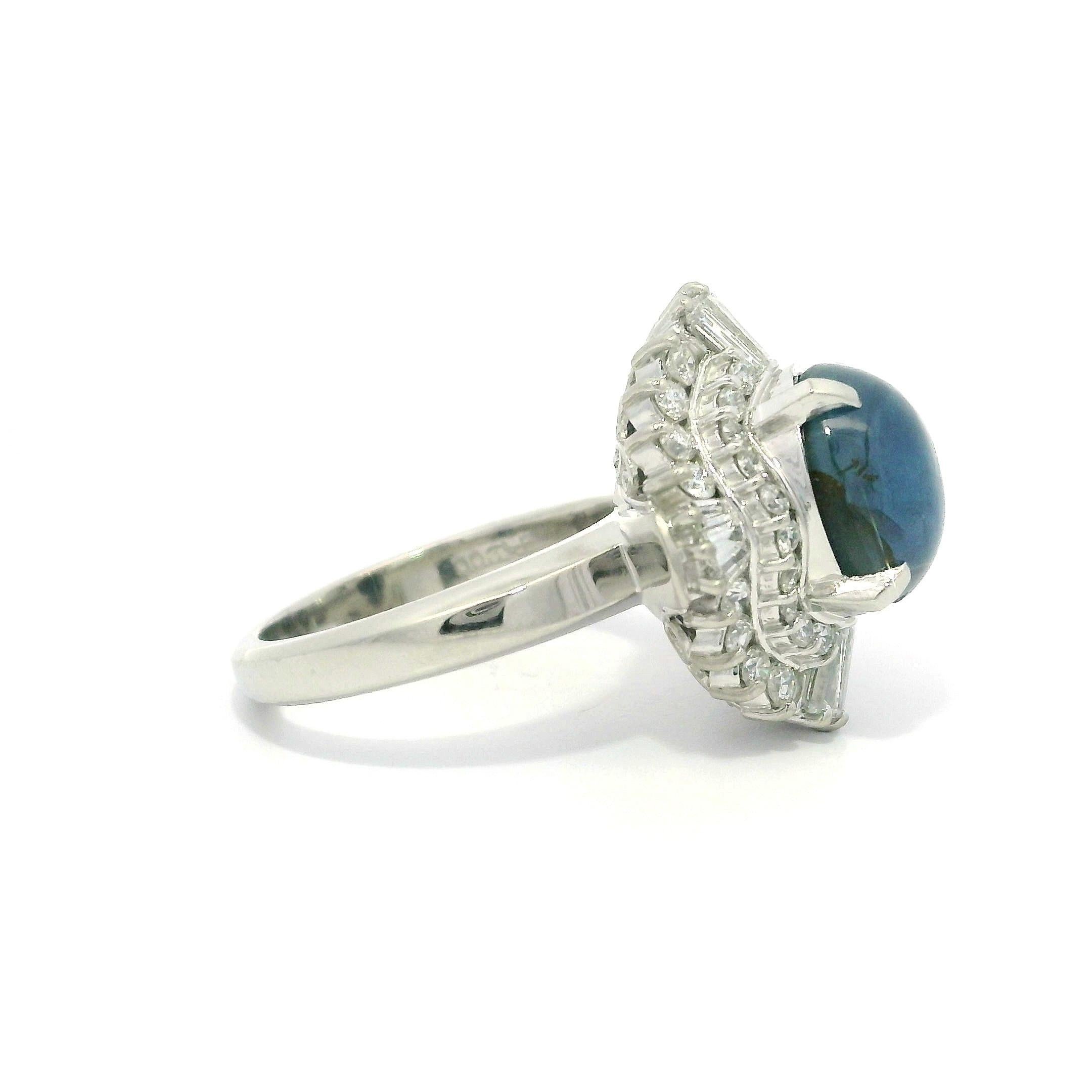 Anillo de platino GIA 6,94 ct Zafiro estrella de Birmania sin calor Diamante Bailarina Cóctel en venta 6