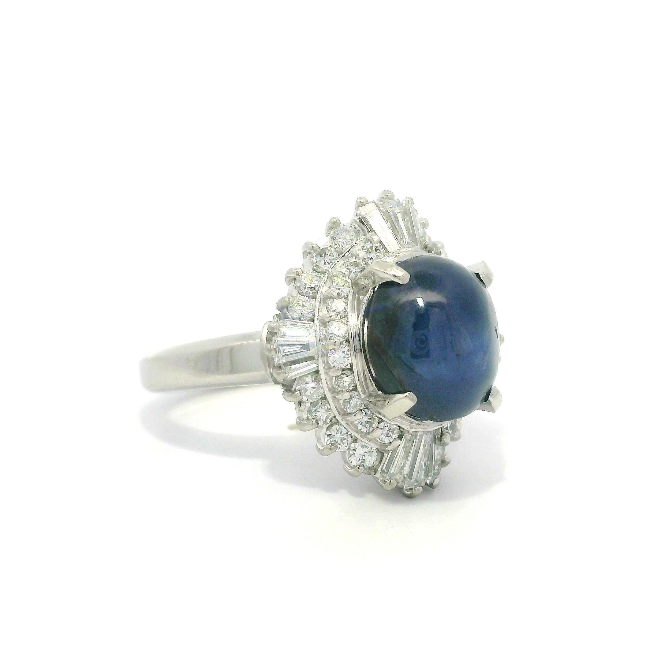 Anillo de platino GIA 6,94 ct Zafiro estrella de Birmania sin calor Diamante Bailarina Cóctel en venta 10